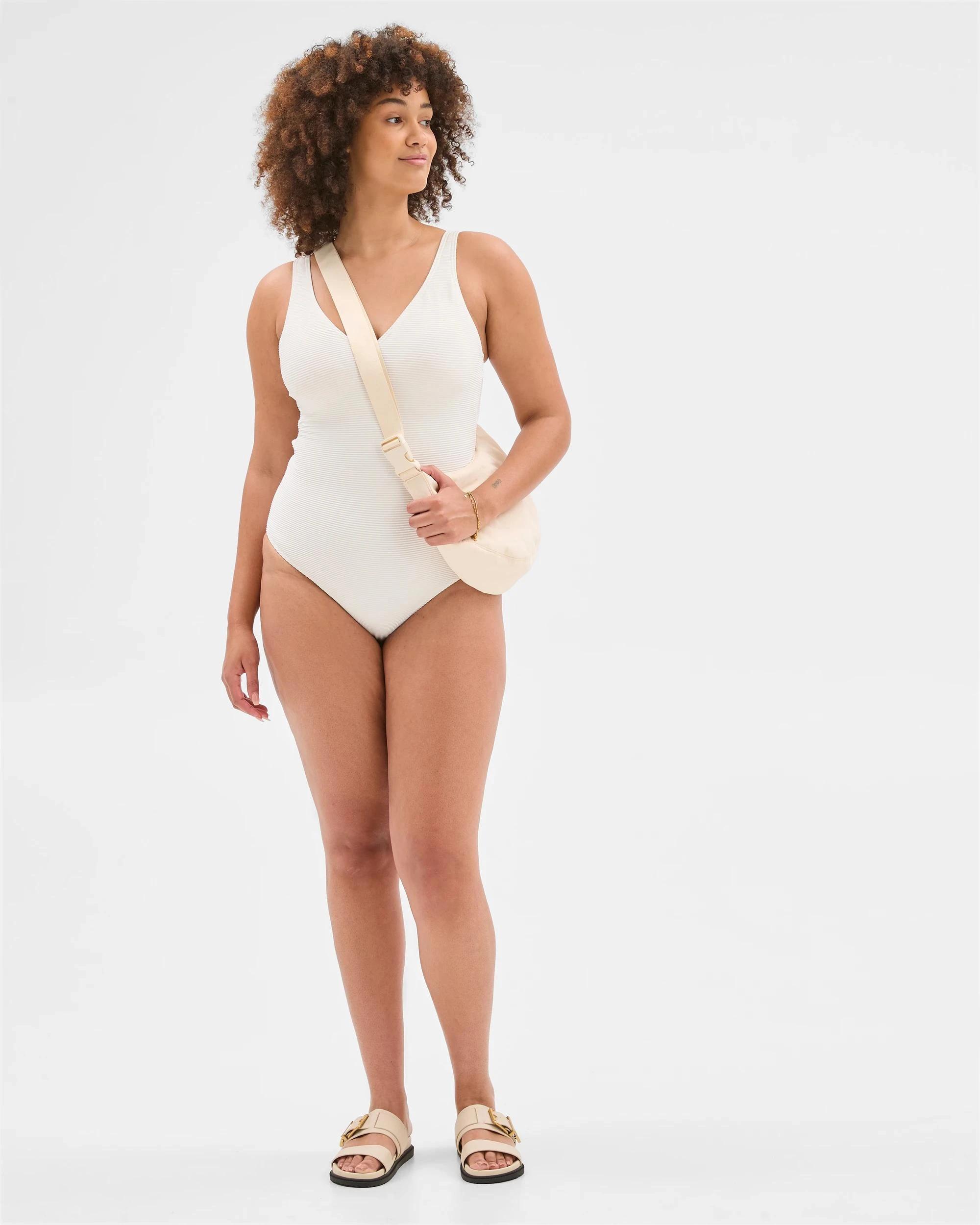 1 Target Resort Textured V-Neck One Piece Bathers PORCELAIN, 1 of 6