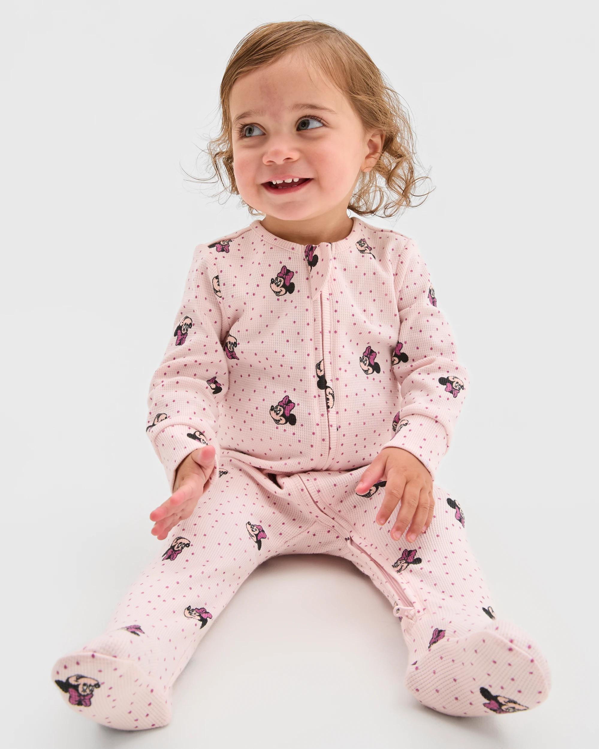 1 Disney Organic Cotton Baby Waffle Footed Zip Coverall MINNIE, 1 of 2