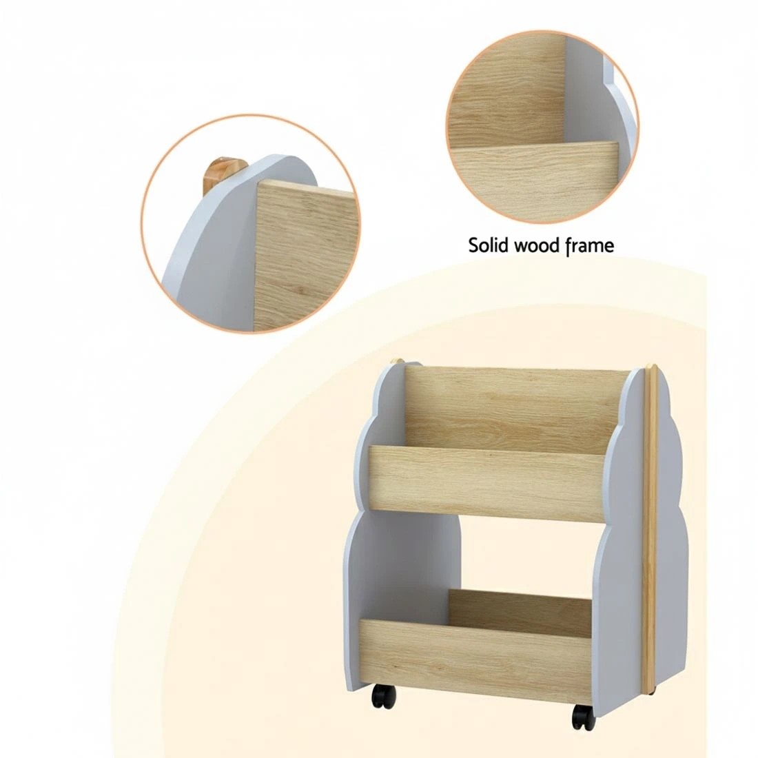 5 Keezi Kids Toy Box Bookshelf Storage Bookcase Organiser Display Shelf - Grey, 5 of 5