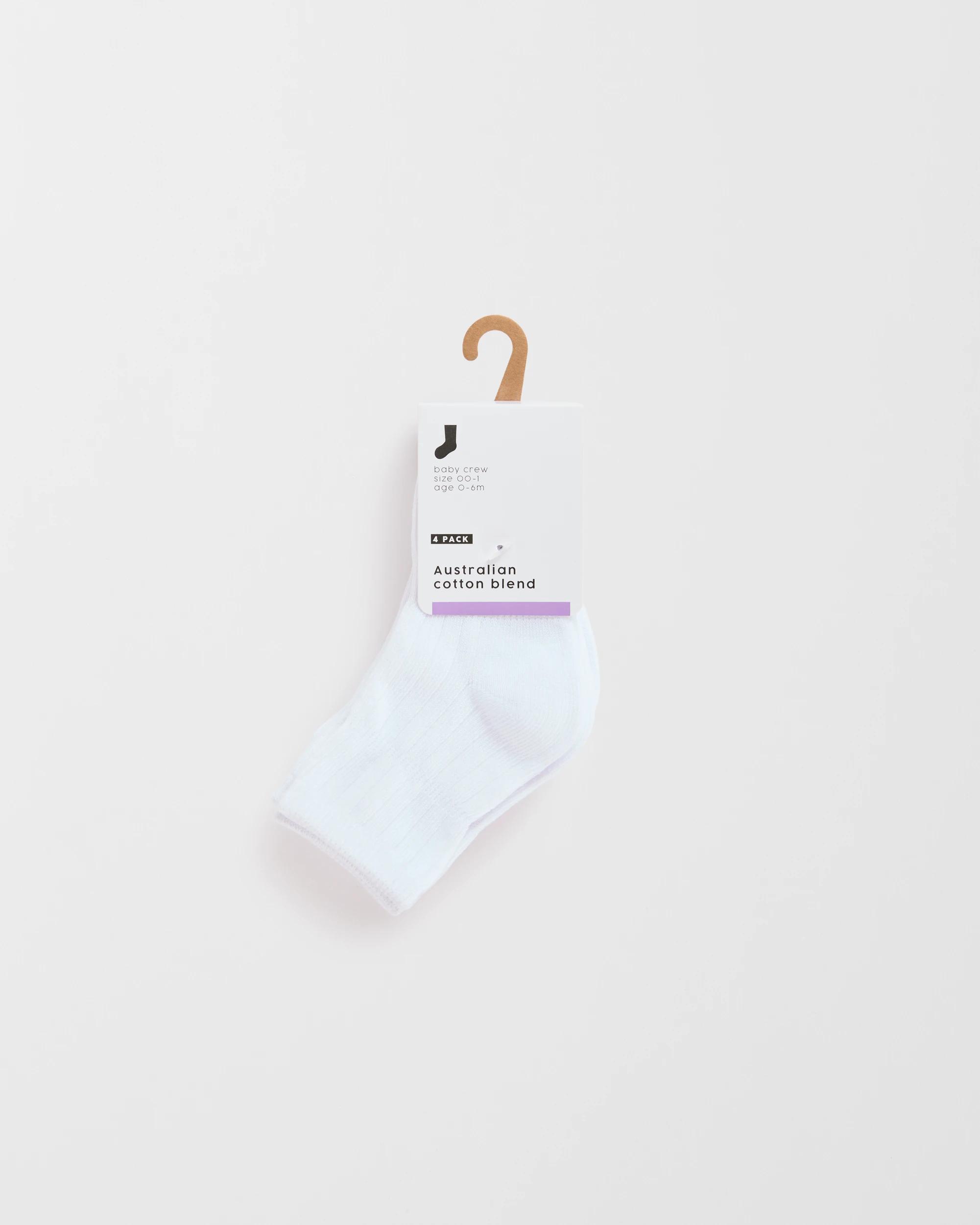 3 Target Baby Baby Australian Cotton Blend 4 Pack Rib Crew Socks WHITE, 3 of 3