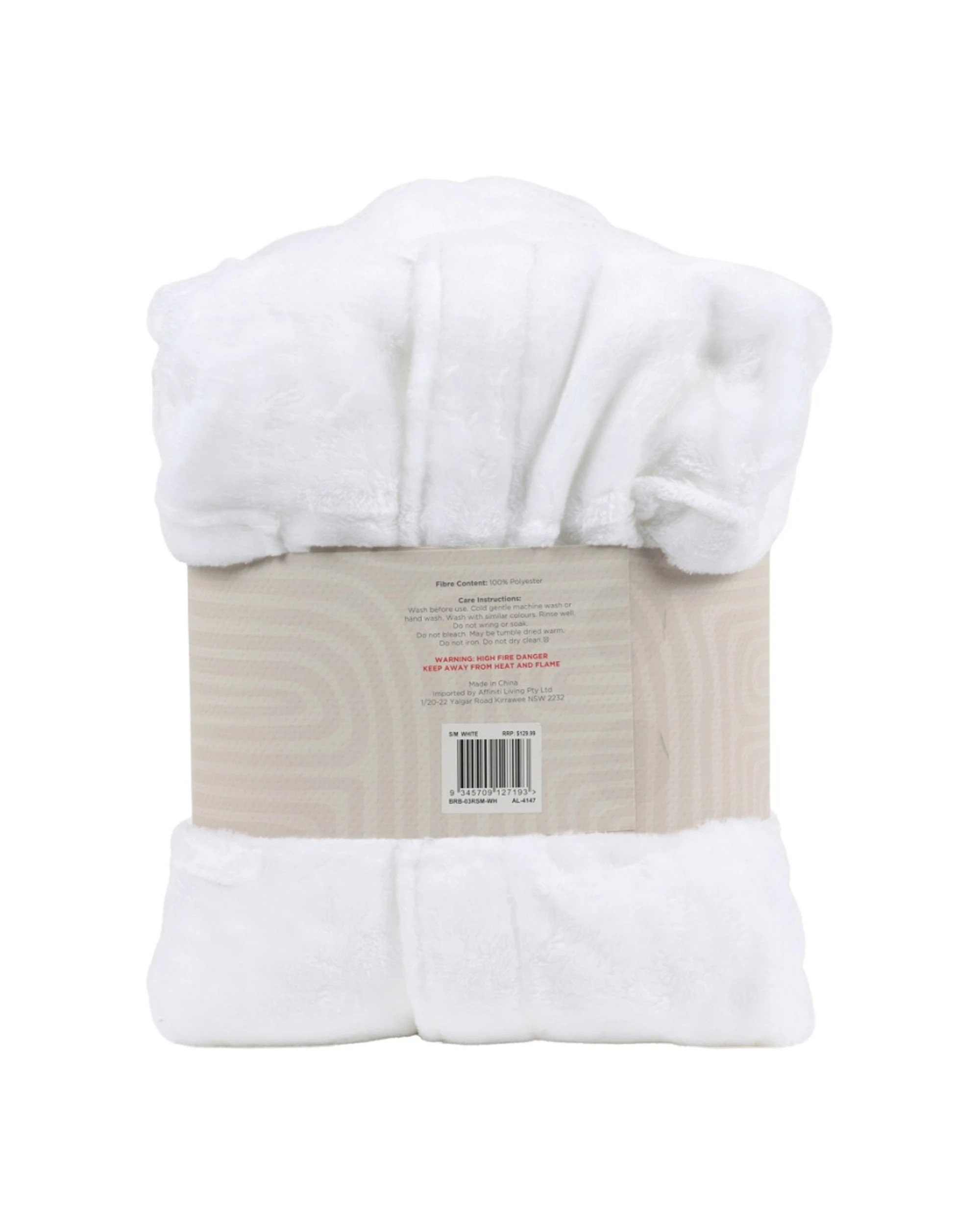 3 Bas Phillips Bath Robe Silk Touch Polyester 300GSM Small To Medium - White, 3 of 3