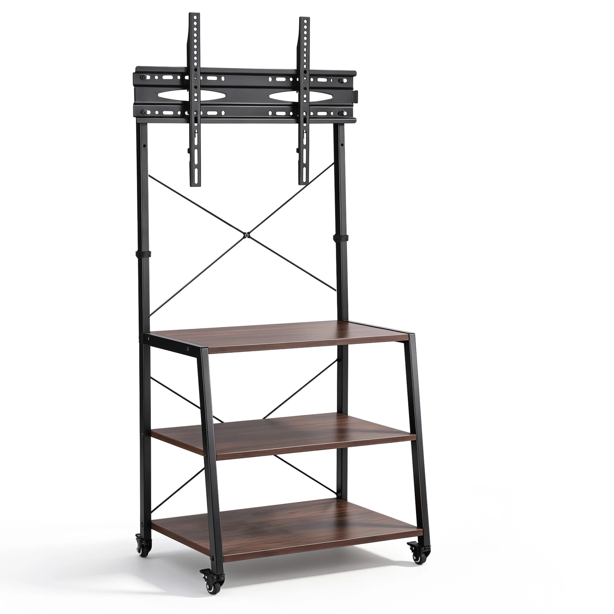 1 Artiss Mobile TV Stand 32-65 Inch TVs Mount 50kg with Wheels Adjustable Feet MDF - Black, 1 of 10