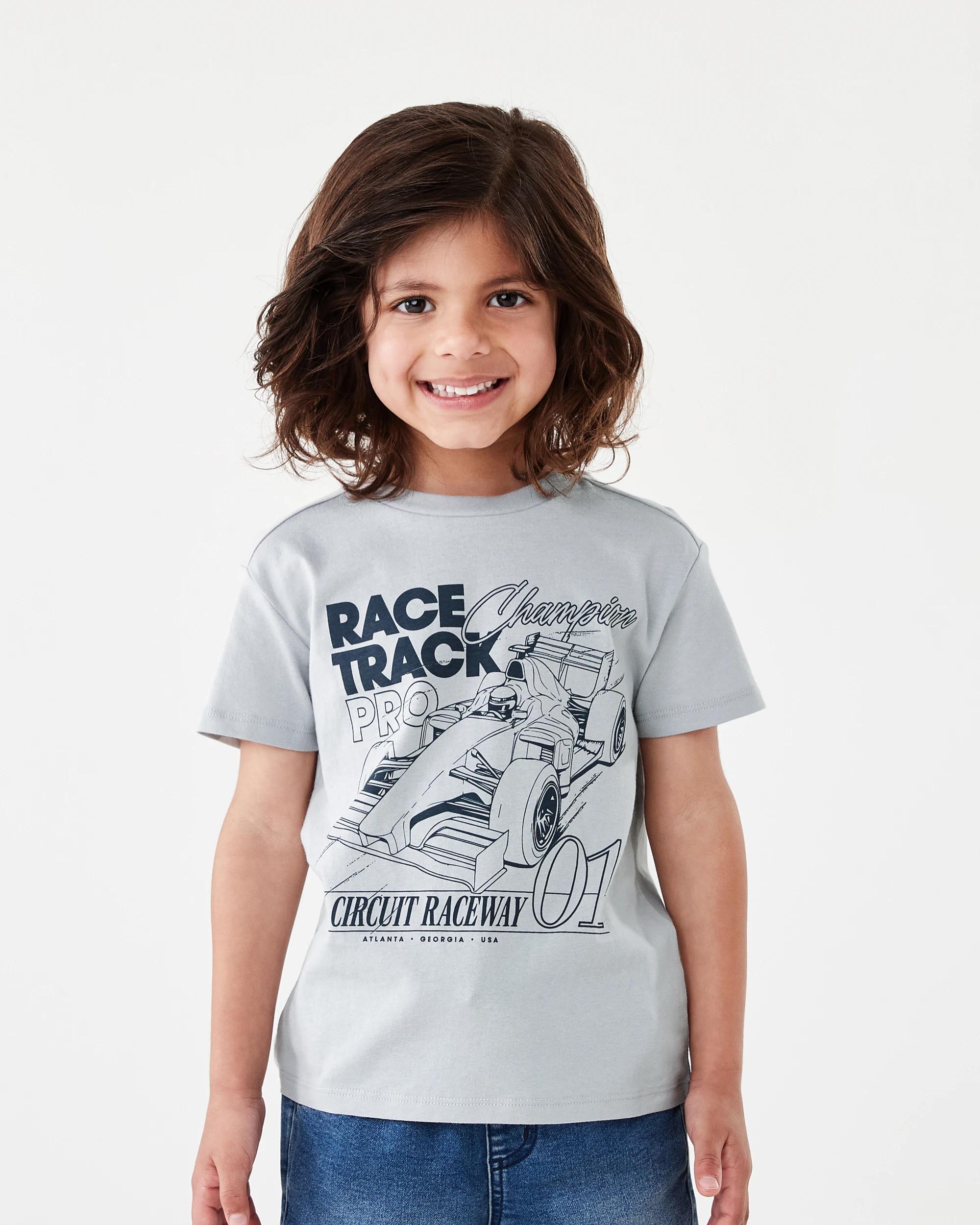 1 Chest Print T-shirt Gry Car, 1 of 6