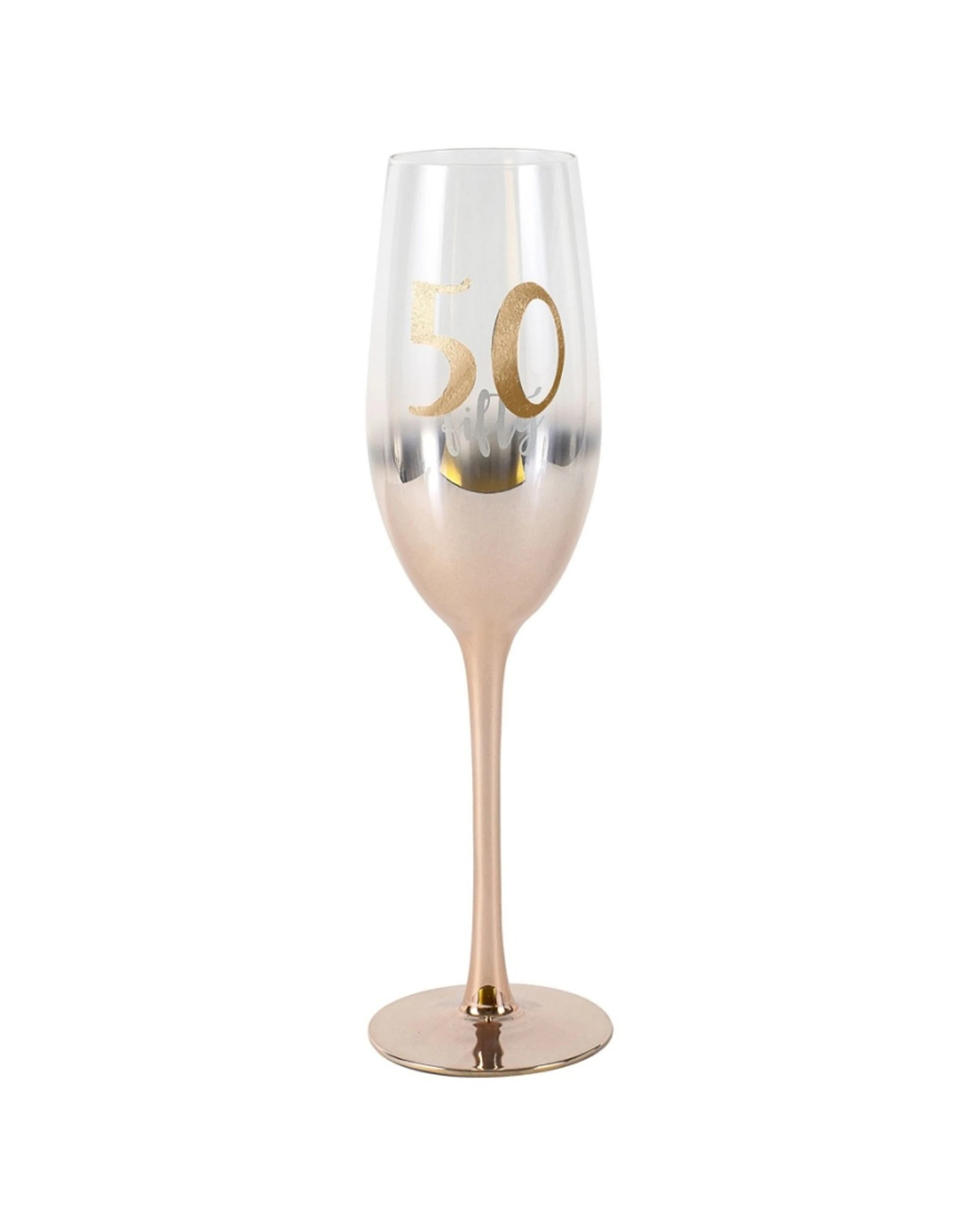 1 LMD Ombre Flute Drinking Glass 50th Birthday Rose - Gold, 1 of 1