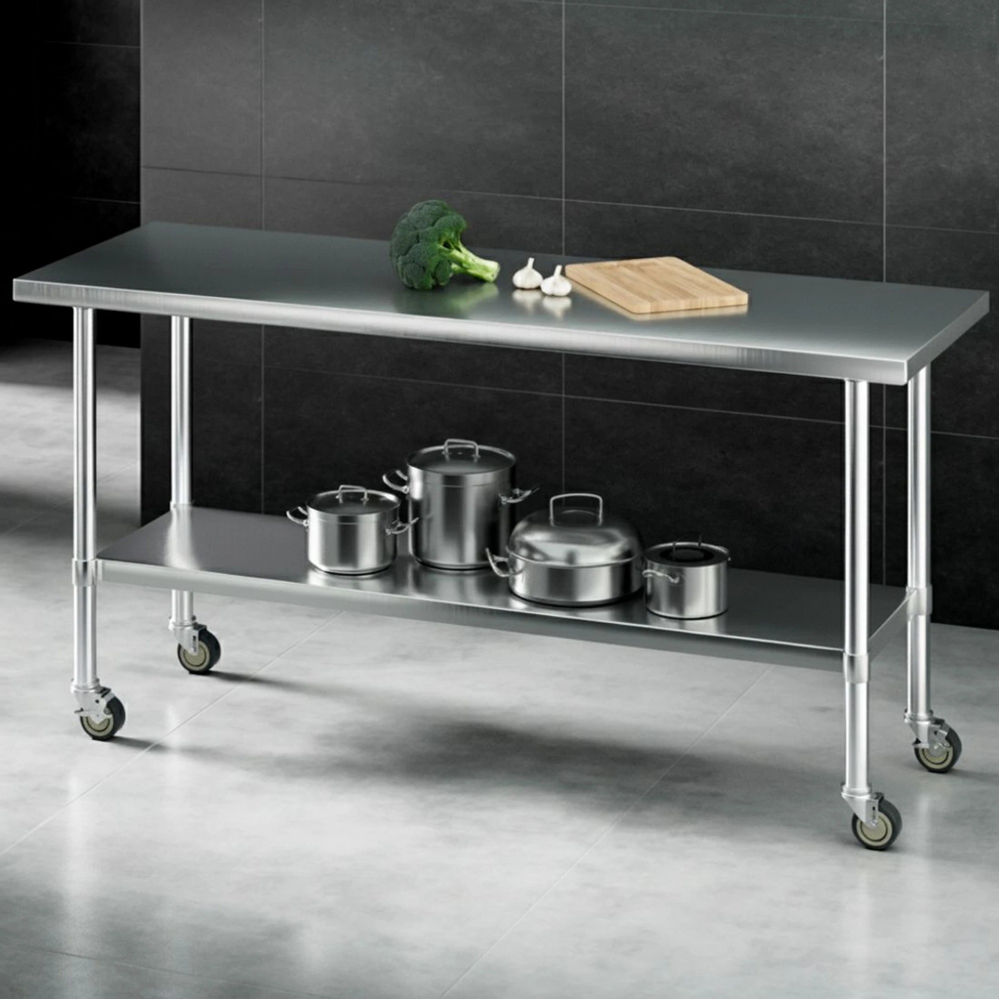 2 Cefito Stainless Steel Kitchen Bench with Wheels - Multi, 2 of 8