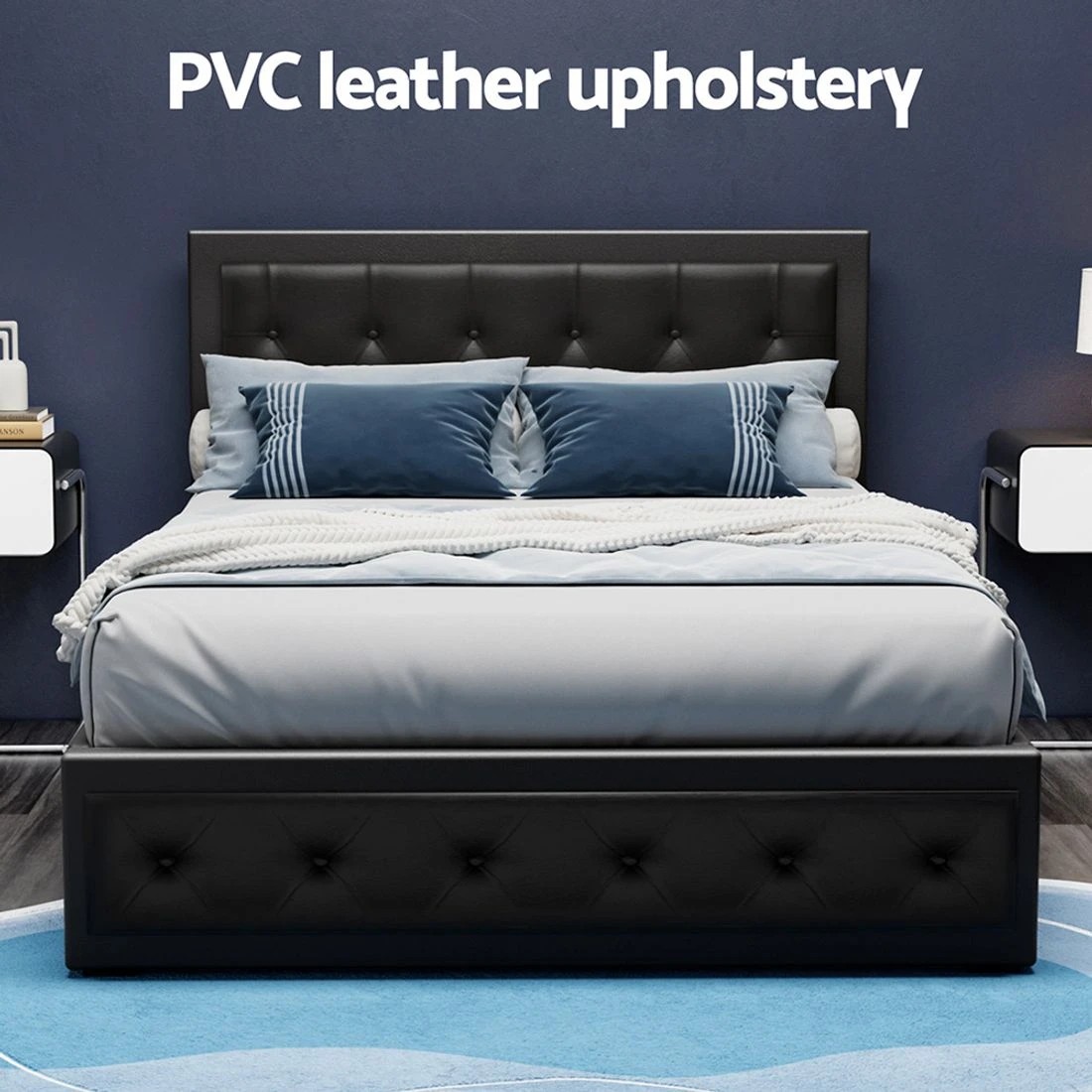 6 Artiss Bed Frame Double Size Gas Lift  TIYO - Black, 6 of 8