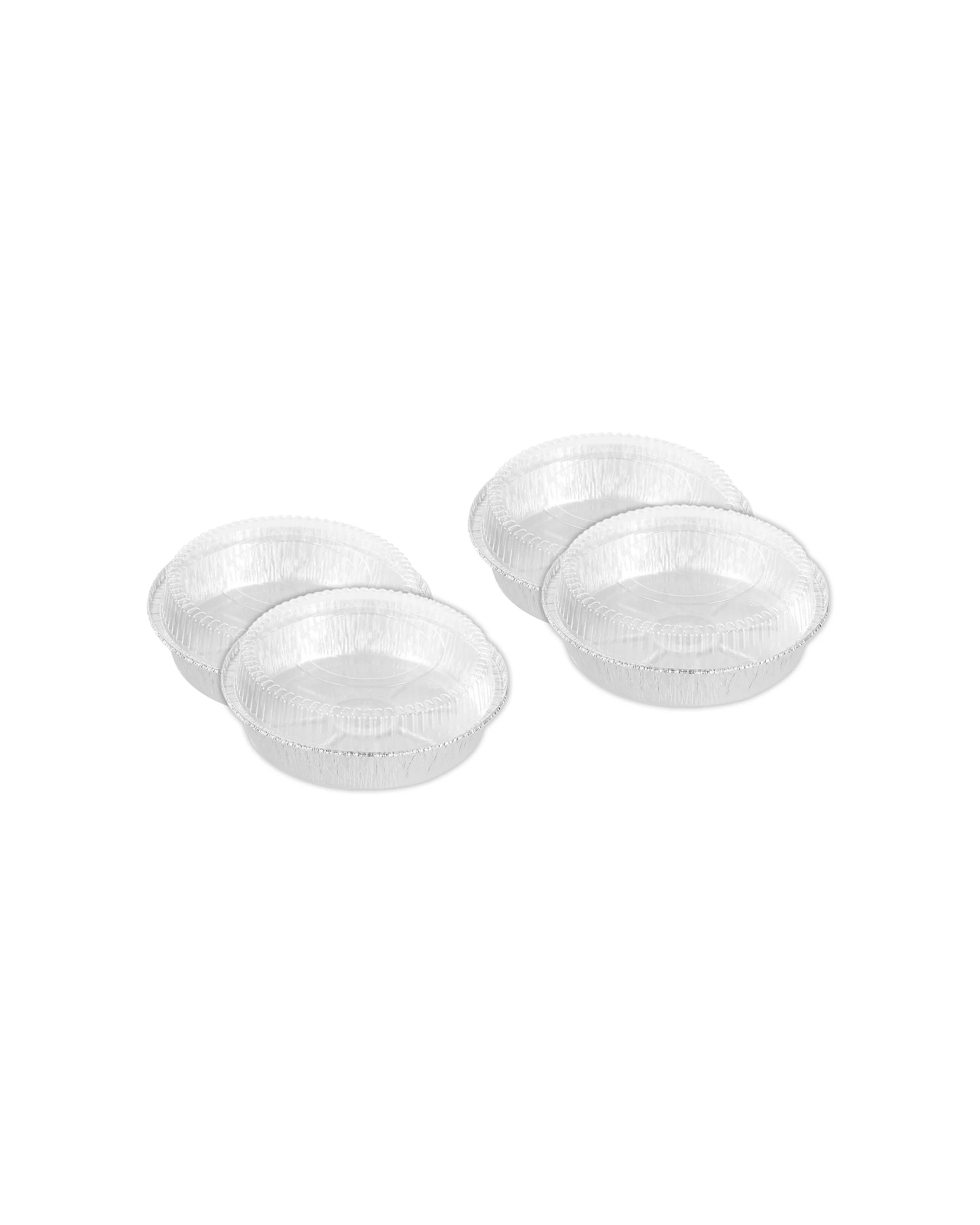 1 Lemon & Lime 4x 8PC Baking Foil Tray Round With Plastic Lid 23x4.5cm - Silver, 1 of 6
