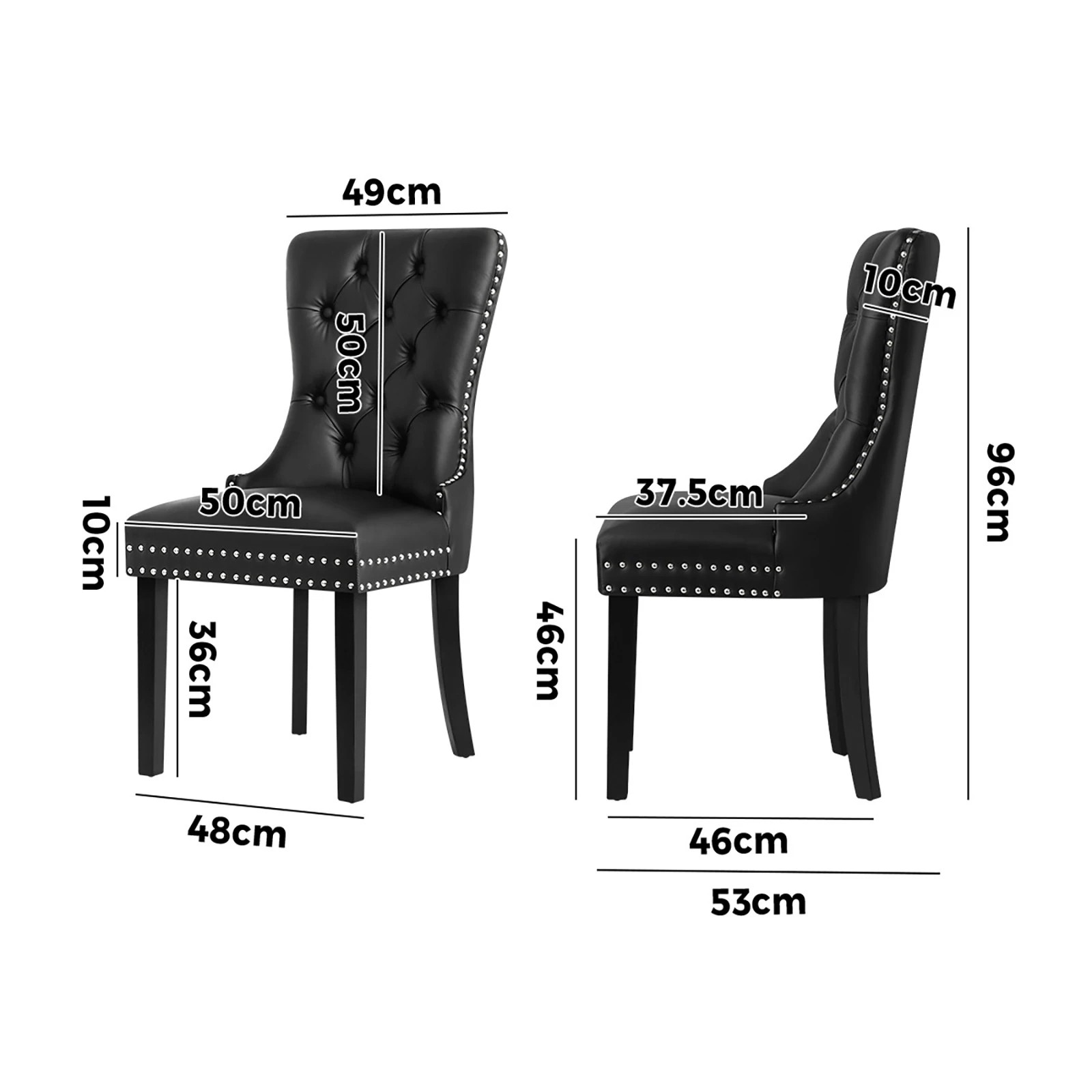 1 Oikiture 2x Dining Chairs Upholstered French Provincial Tufted Pu Leather
 - Black, 1 of 9