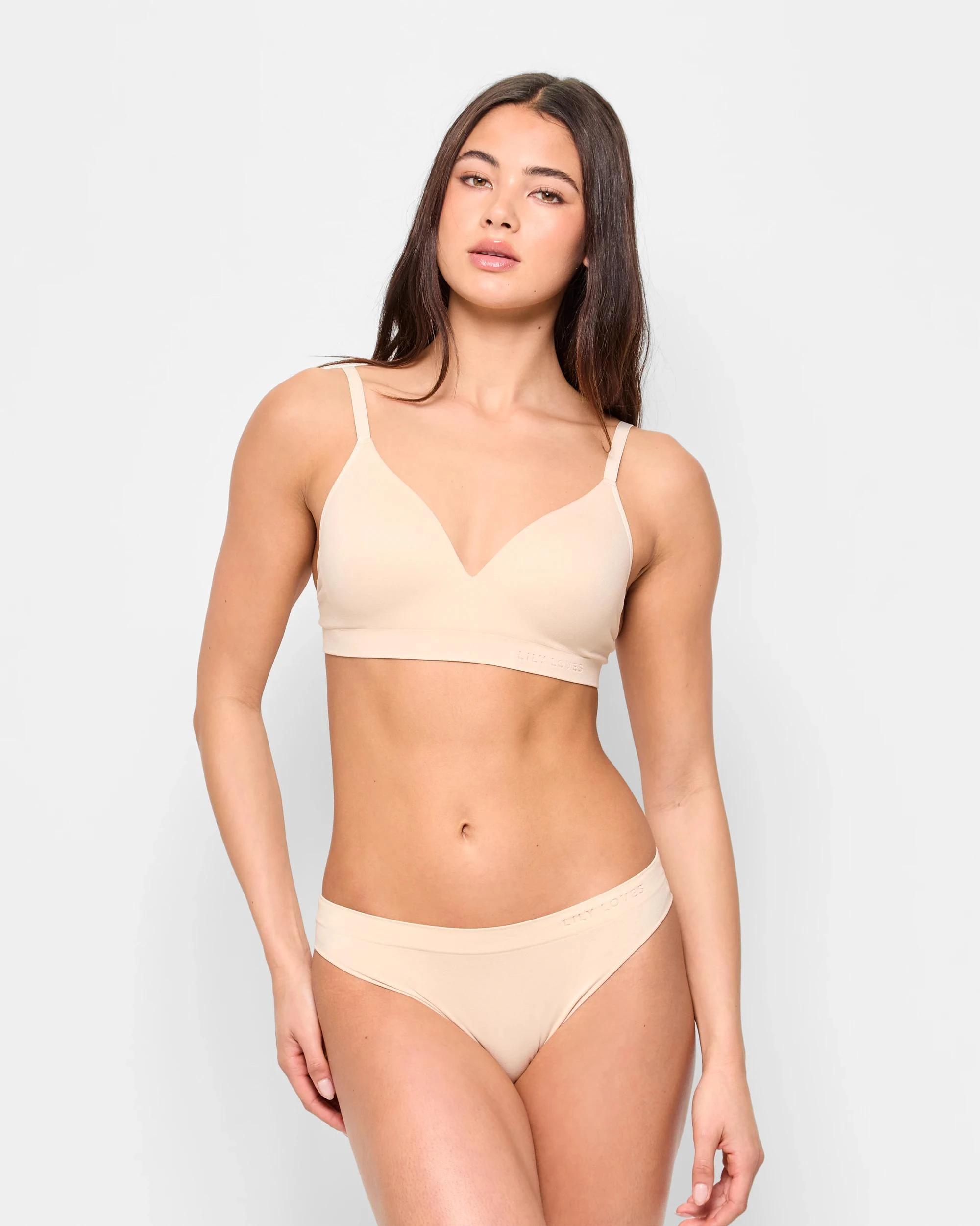 3 Lily Loves 2 Pack Seamfree Embossed Brazilian Briefs BARE BEAUTY NEUTRAL/WHITE, 3 of 5