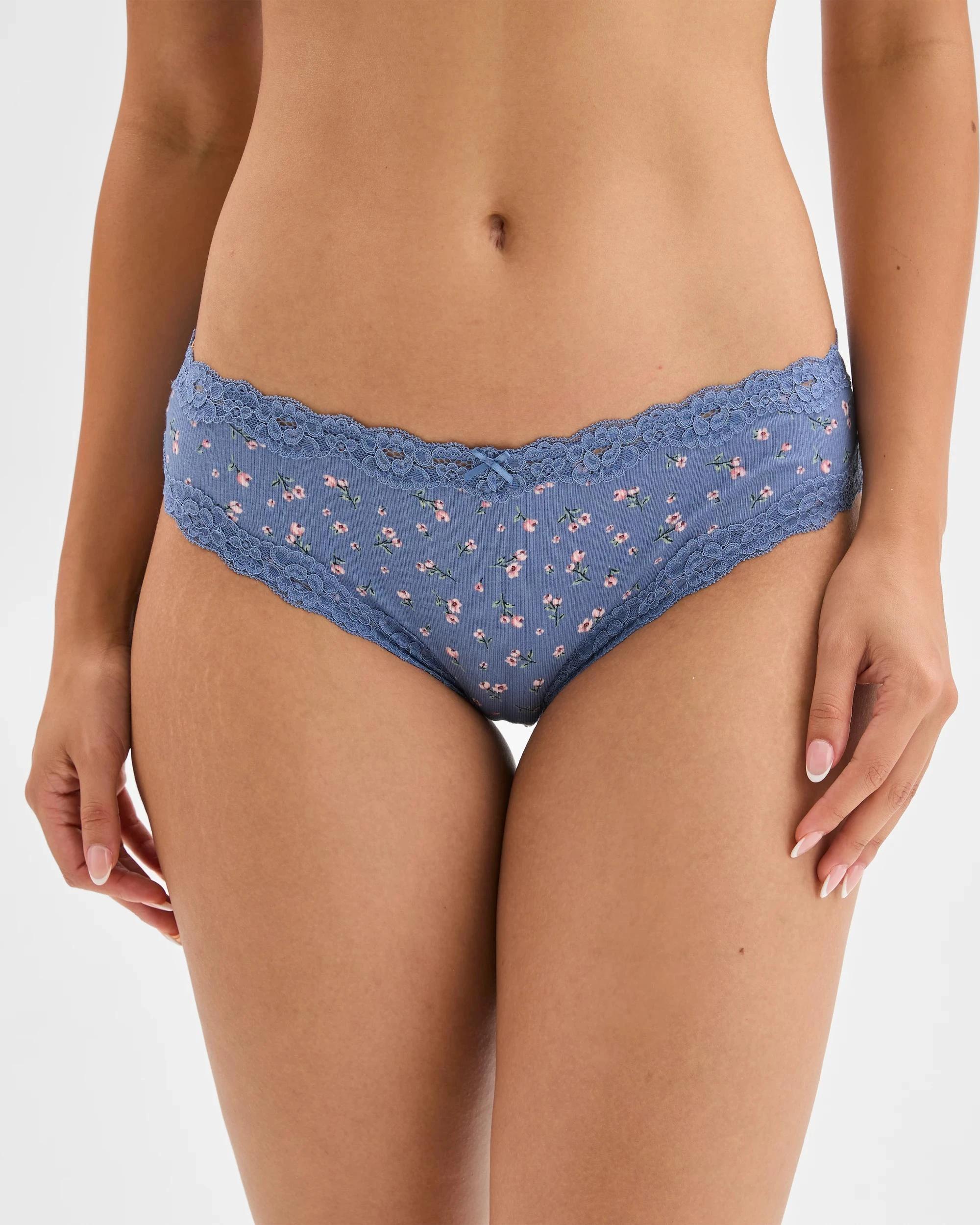 3 Target Woman Australian Cotton & Lace 3 Pack Bikini Briefs FOX GLOVE/POTPOURRI/LAYLA DITSY NAVY, 3 of 4