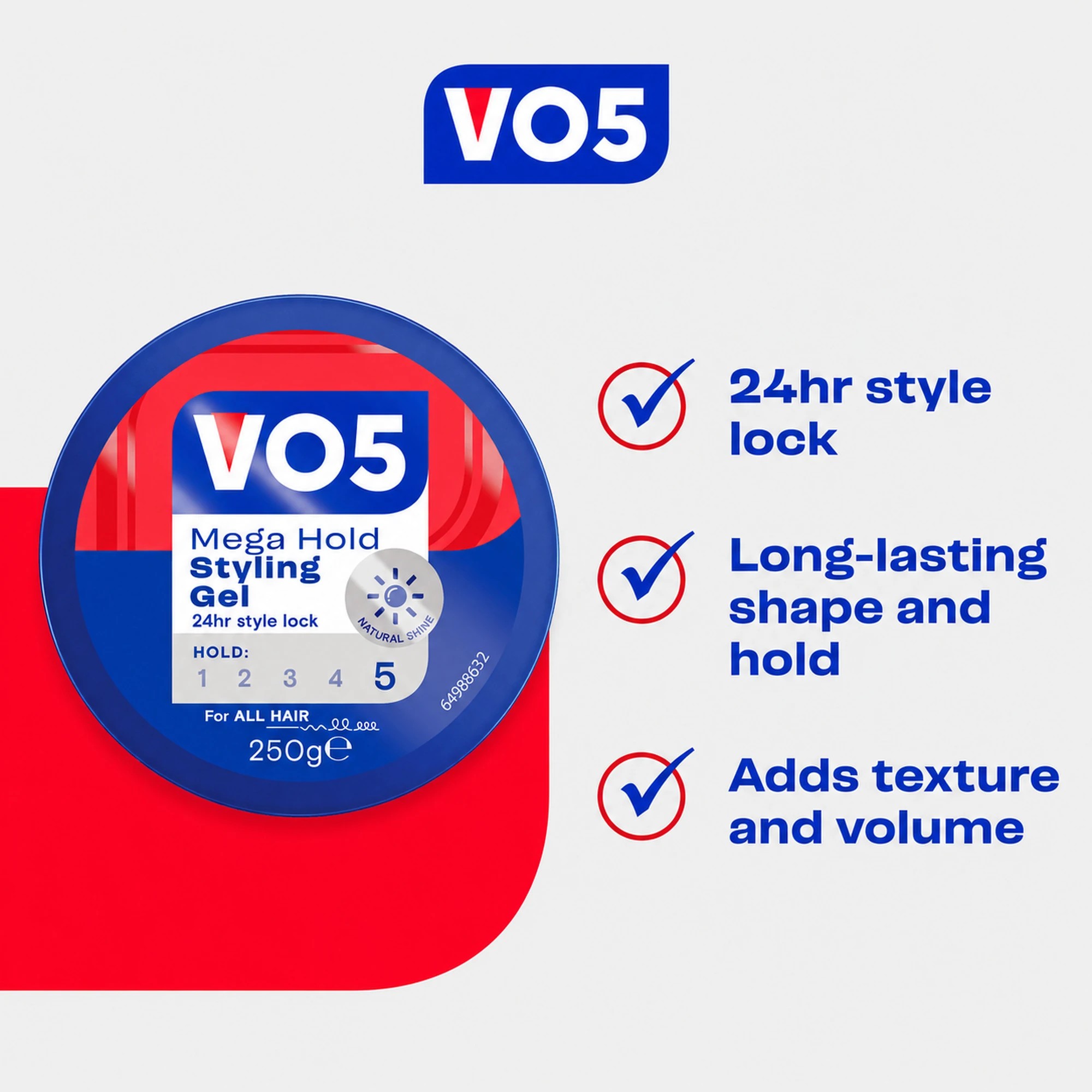 5 Vo5 Megahold Styling Hair Gel Tub 250g, 5 of 8