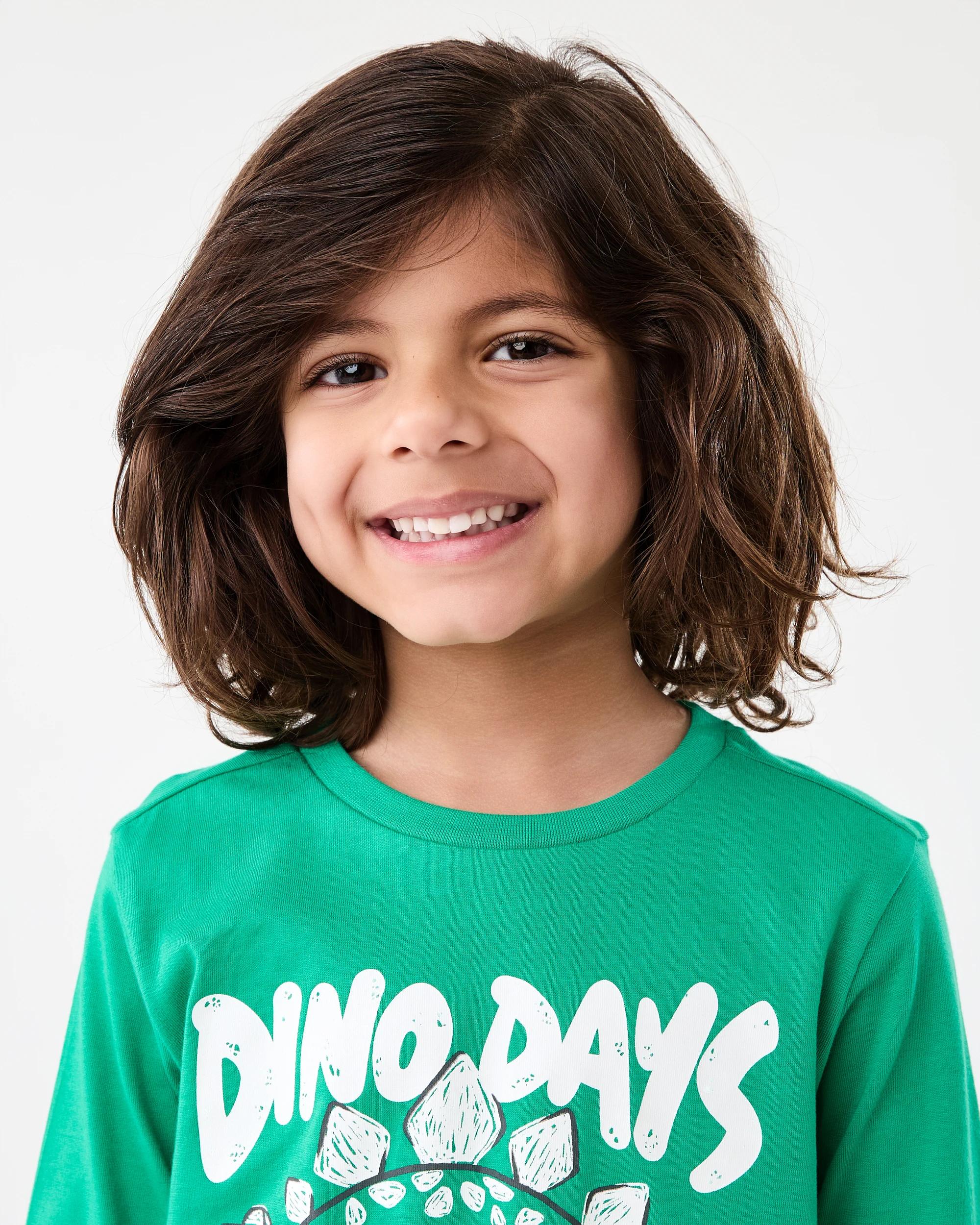3 Long Sleeve Print T-shirt Grn Dino, 3 of 5
