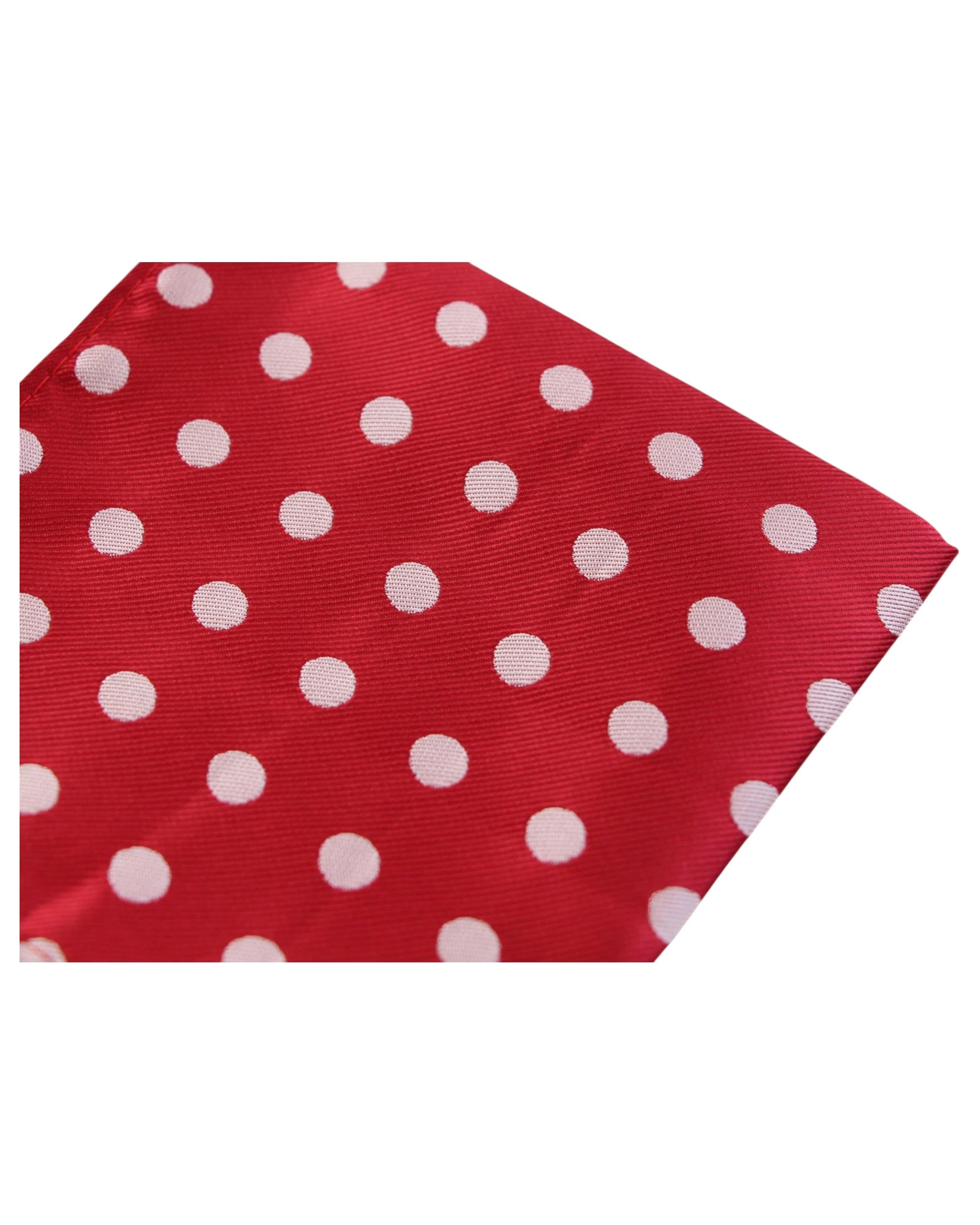 2 Zasel Mens Red & Silver Large Polka Dot Silk Pocket Square - Multi, 2 of 3