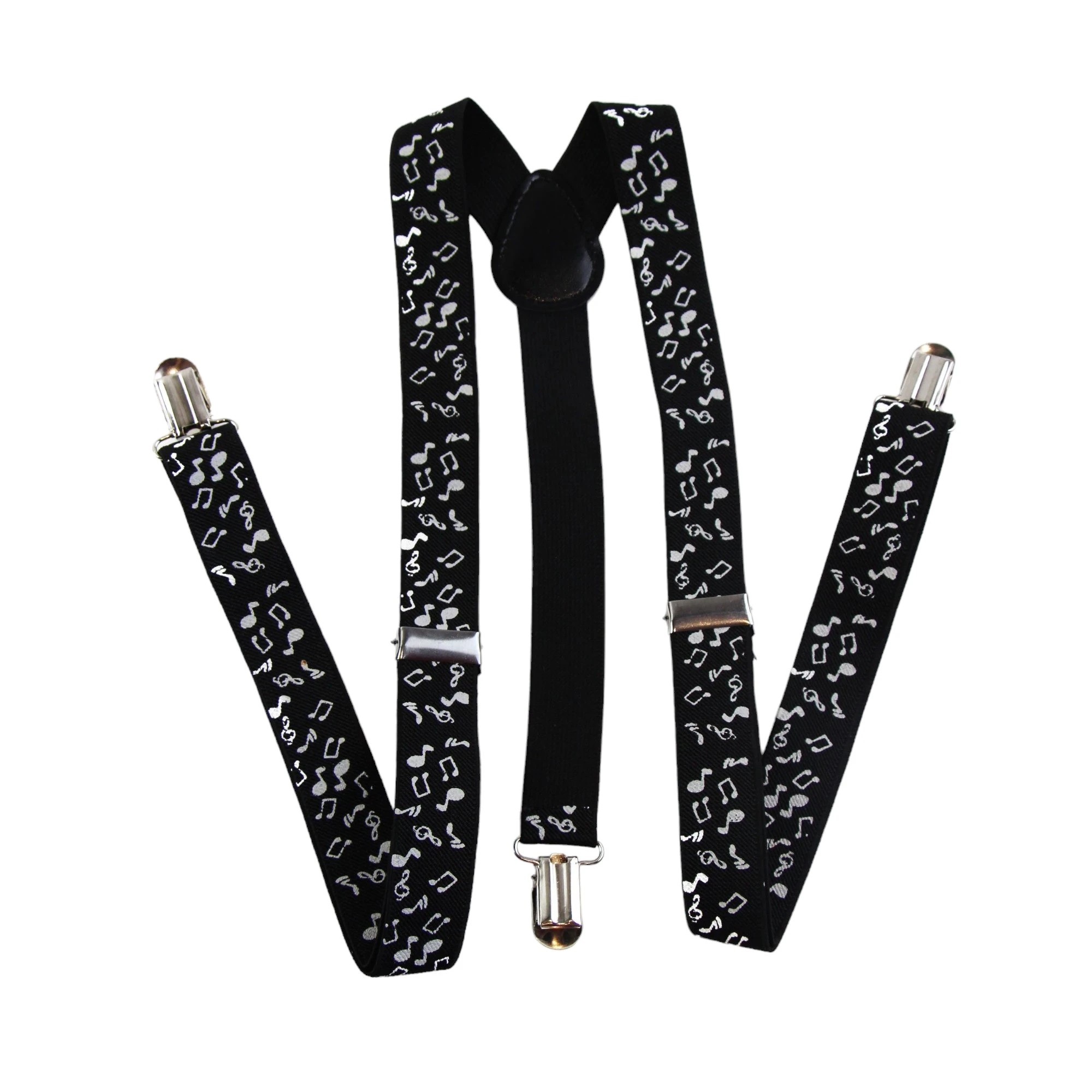 7 Zasel Mens Adjustable Black With White Music Notes Patterned Suspenders - Multi - Multi, 7 of 7