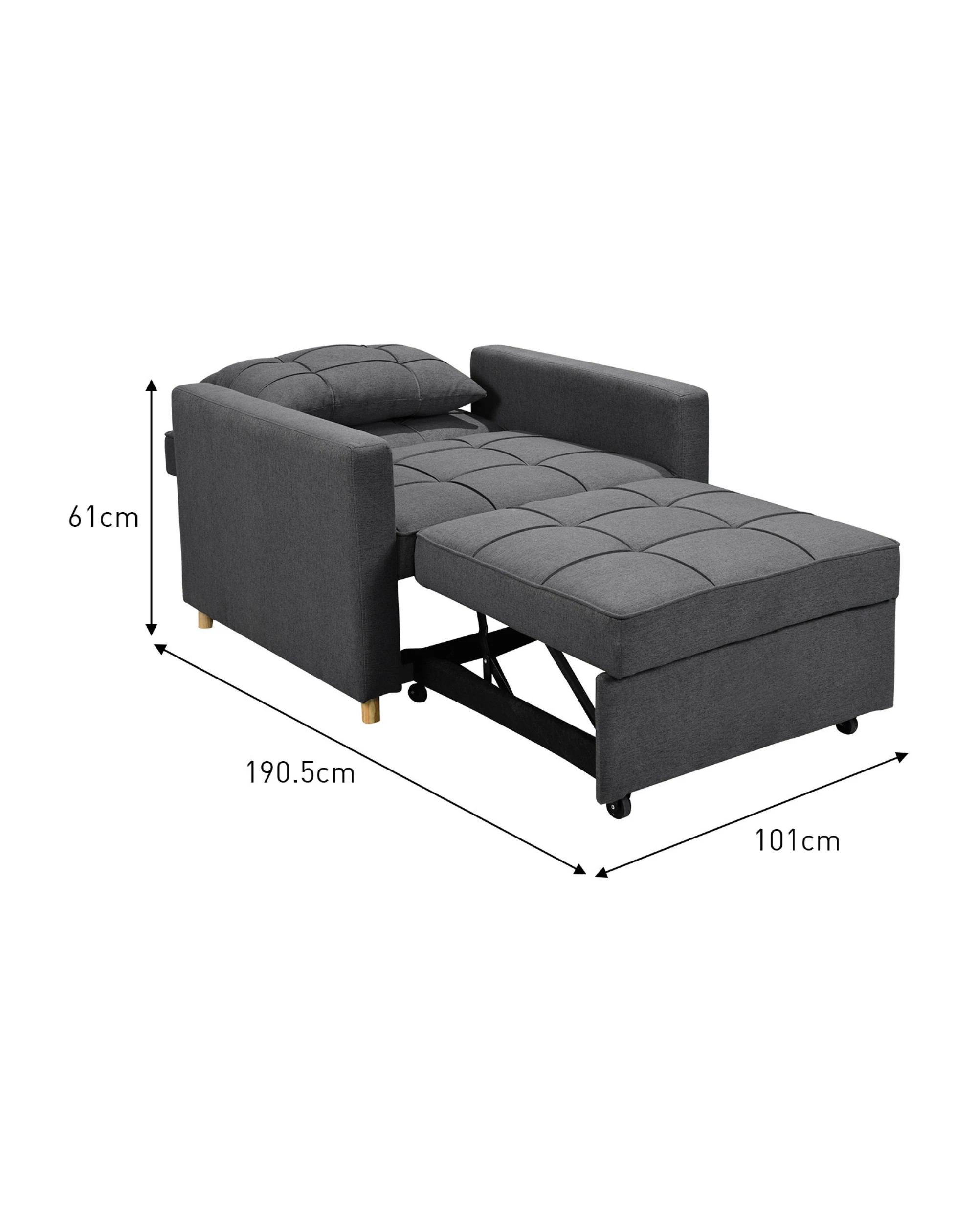 4 Suri 3-in-1 Convertible Lounge Chair Bed By Sarantino - Dark Grey, 4 of 10