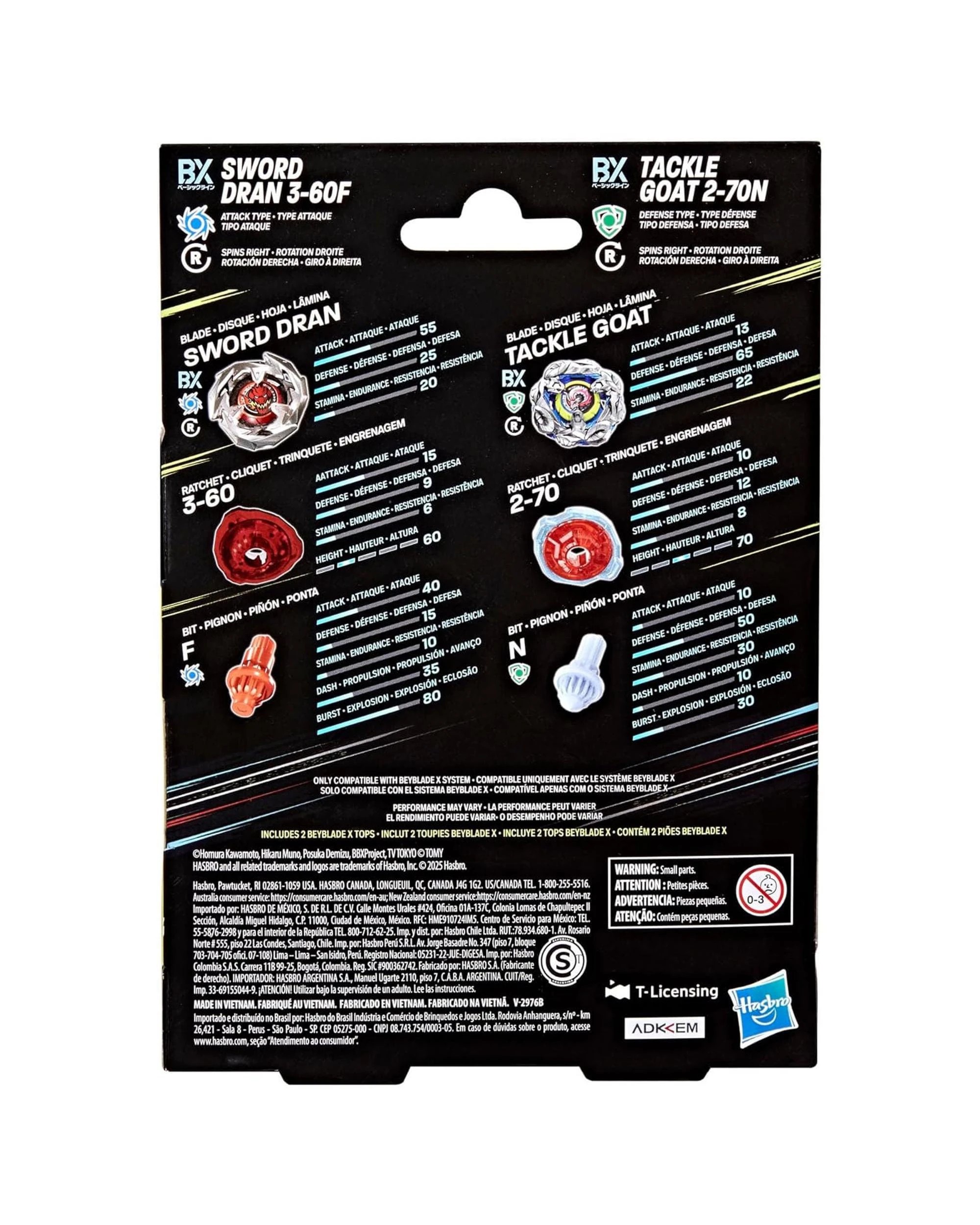 2 Beyblade X Sword Dran 3-60F and Tackle Goat 2-70N Dual Pack Set, 2 of 5
