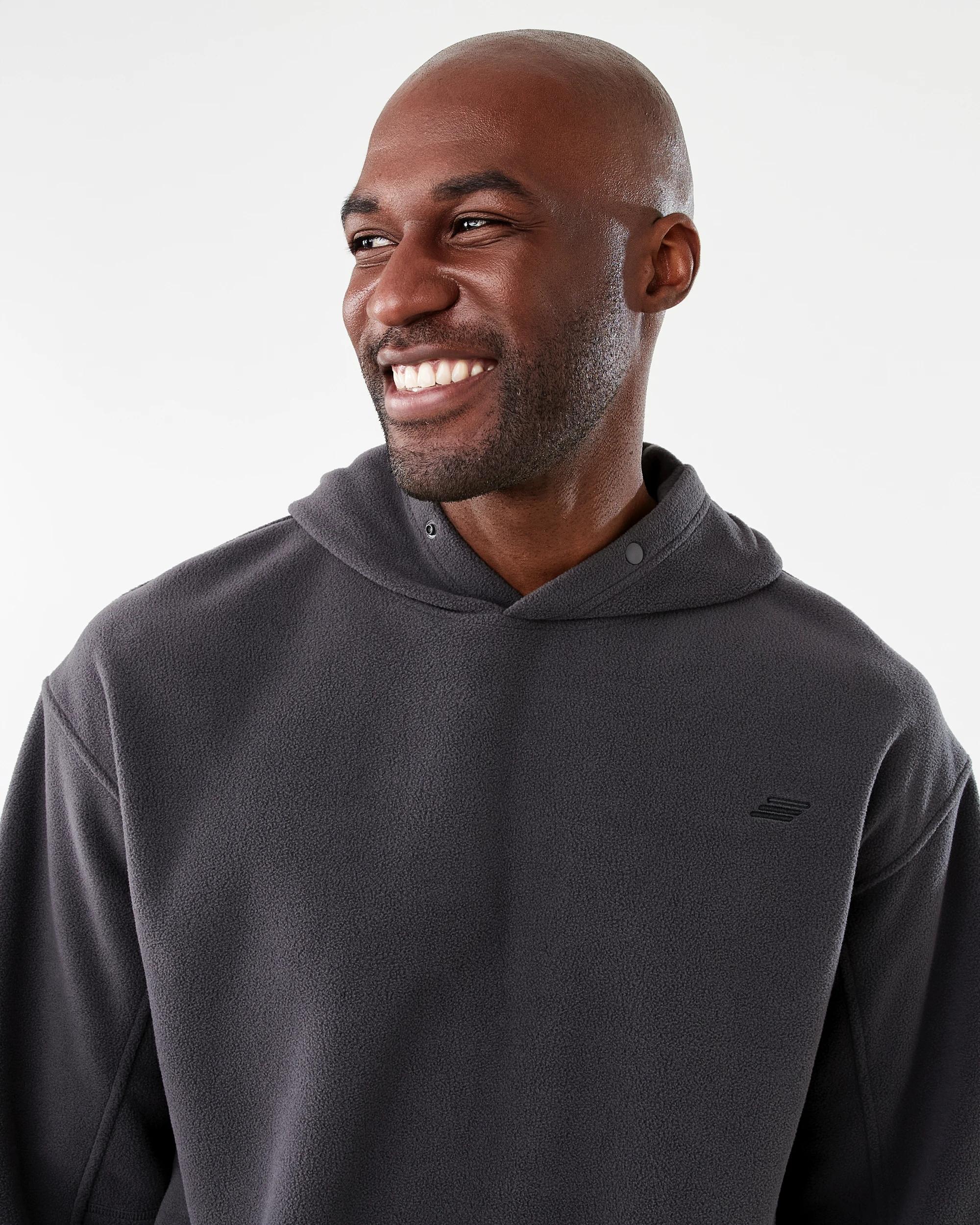 4 Active Mens Oversized Polar Fleece Hoodie Gry Drkish, 4 of 7