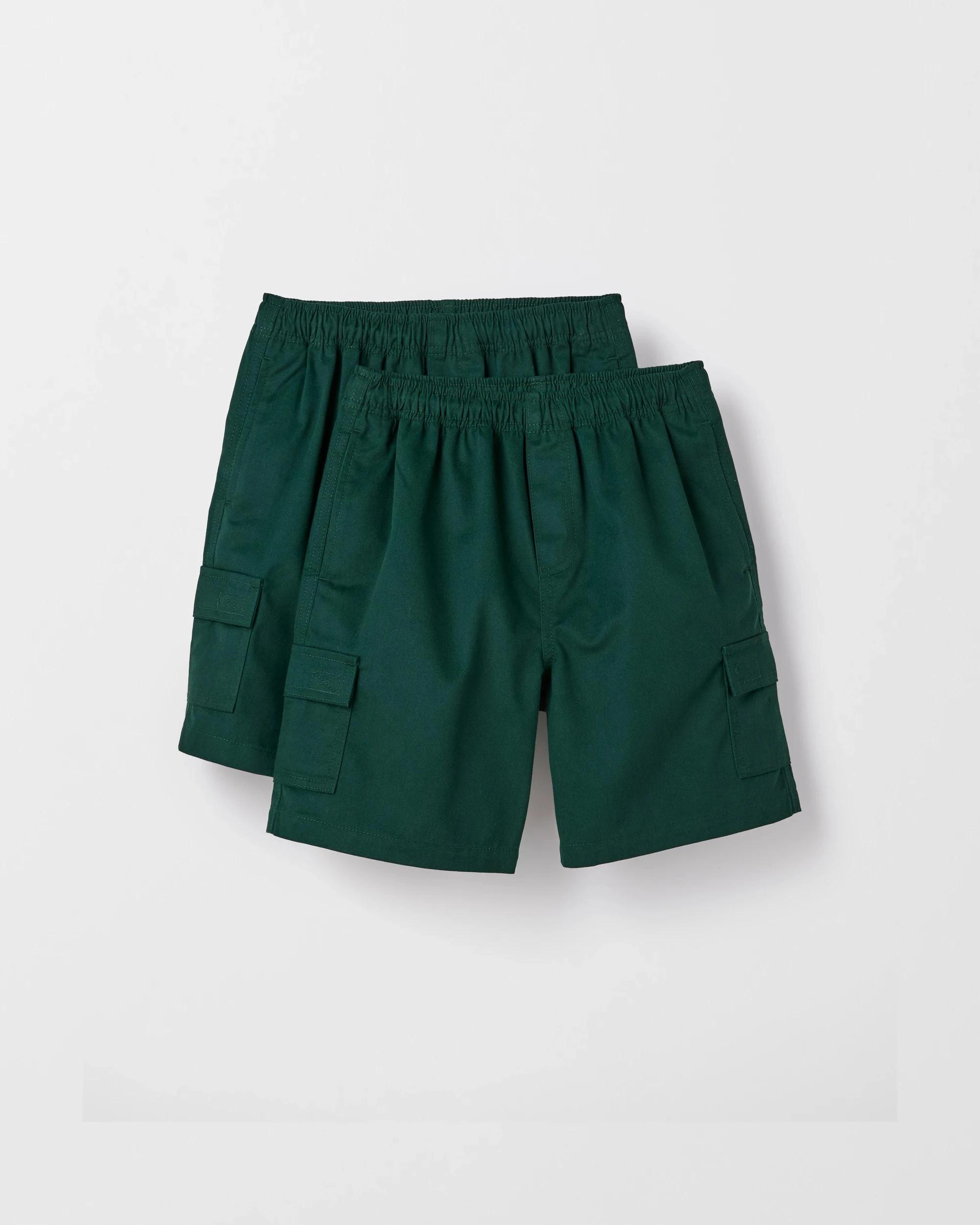 1 Target Australian Cotton Blend 2 Pack School Drill Cargo Shorts BOTTLE GREEN, 1 of 3