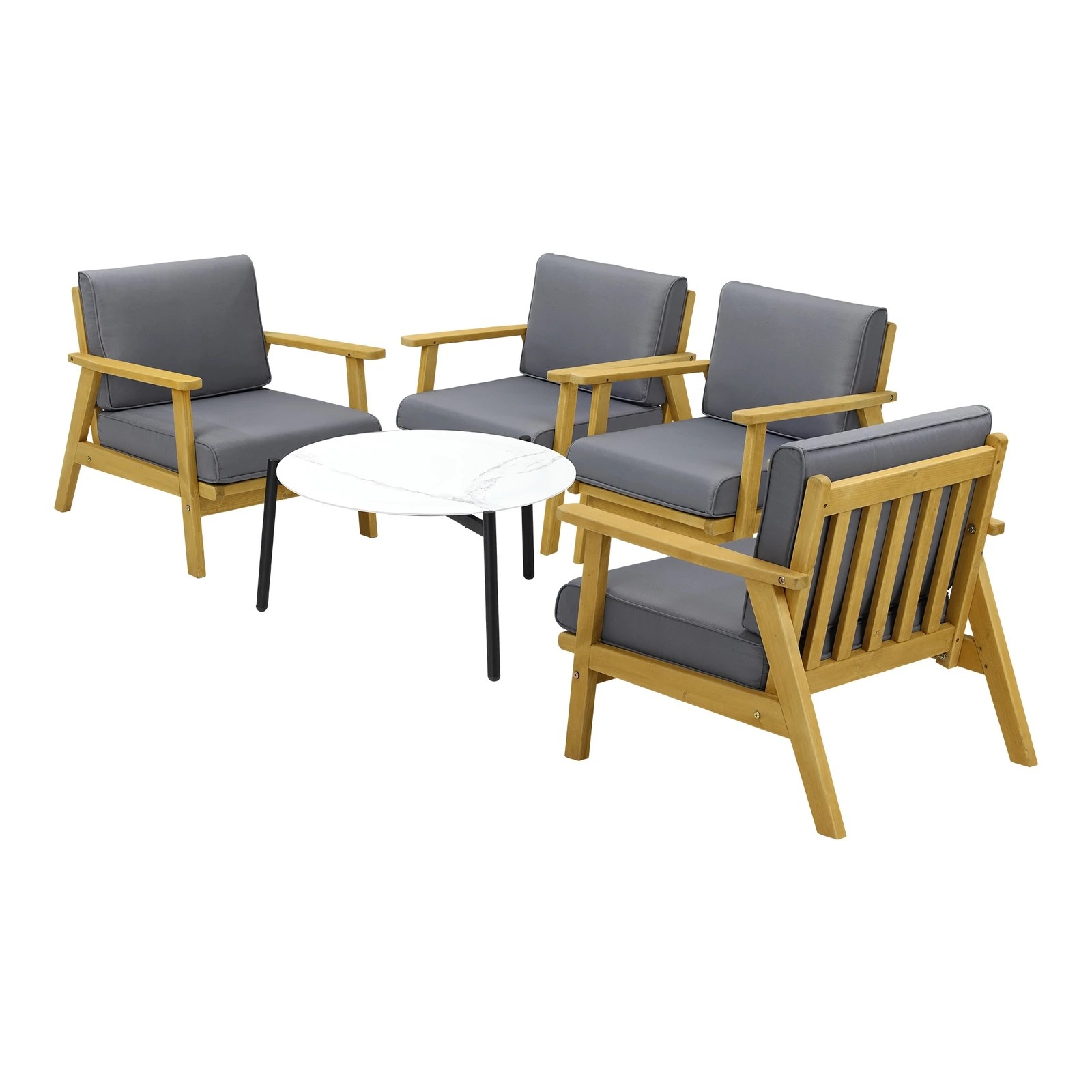 7 Livsip Outdoor Lounge Set 5pcs Patio Furniture Sets 70cm Coffee Side Table
 - Multi, 7 of 10