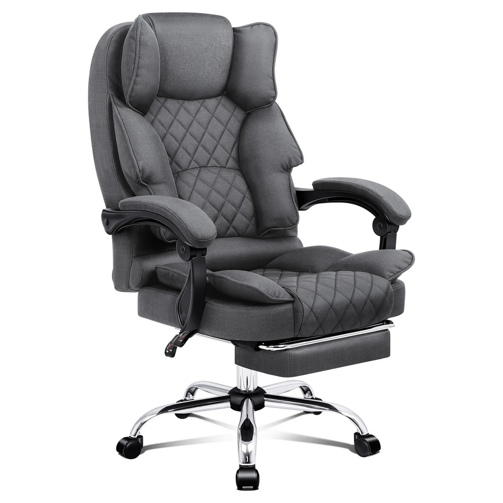 1 Alfordson Office Chair Gaming Executive Seat Computer Racer Fabric Recliner - Grey, 1 of 10