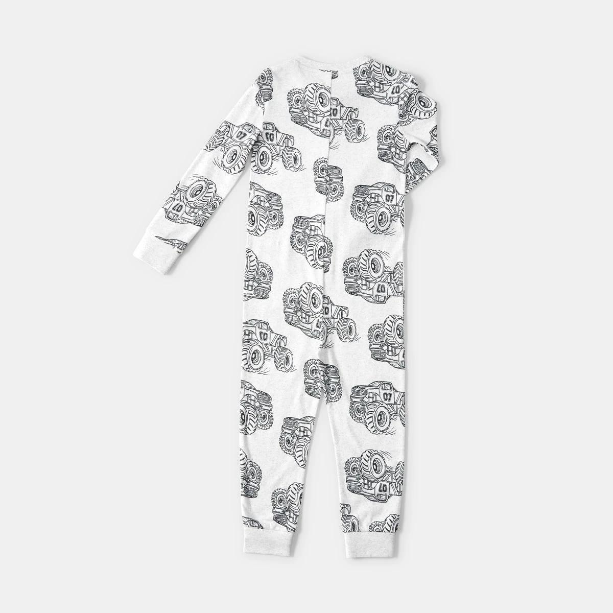 7 Ribbed All-In-One Sleepsuit Wht Truck, 7 of 9