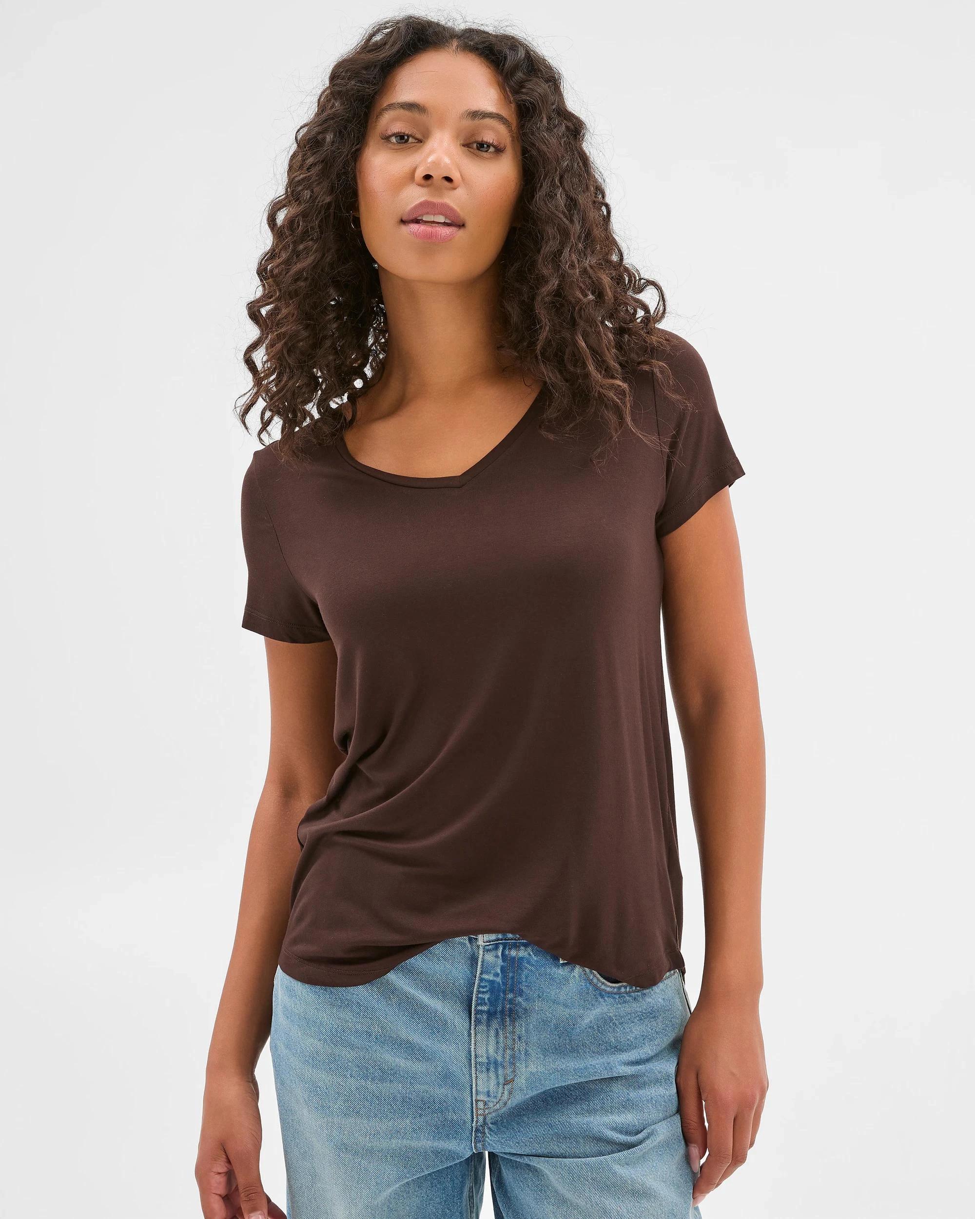 2 Target V-Neck T-Shirt BRUNETTE, 2 of 5