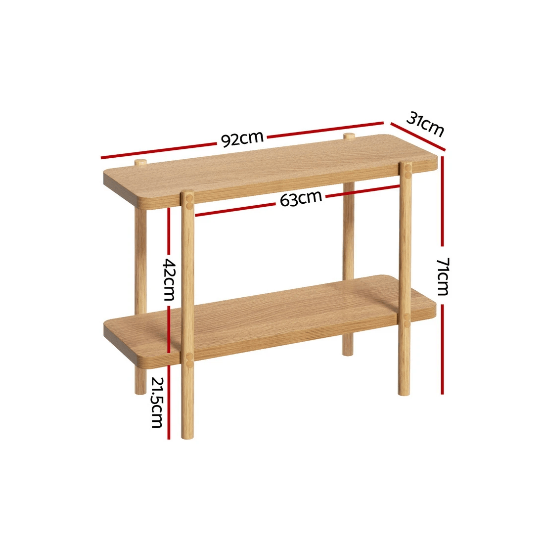 3 Artiss Console Table 92CM 2-tier Pine Sera - Brown, 3 of 3