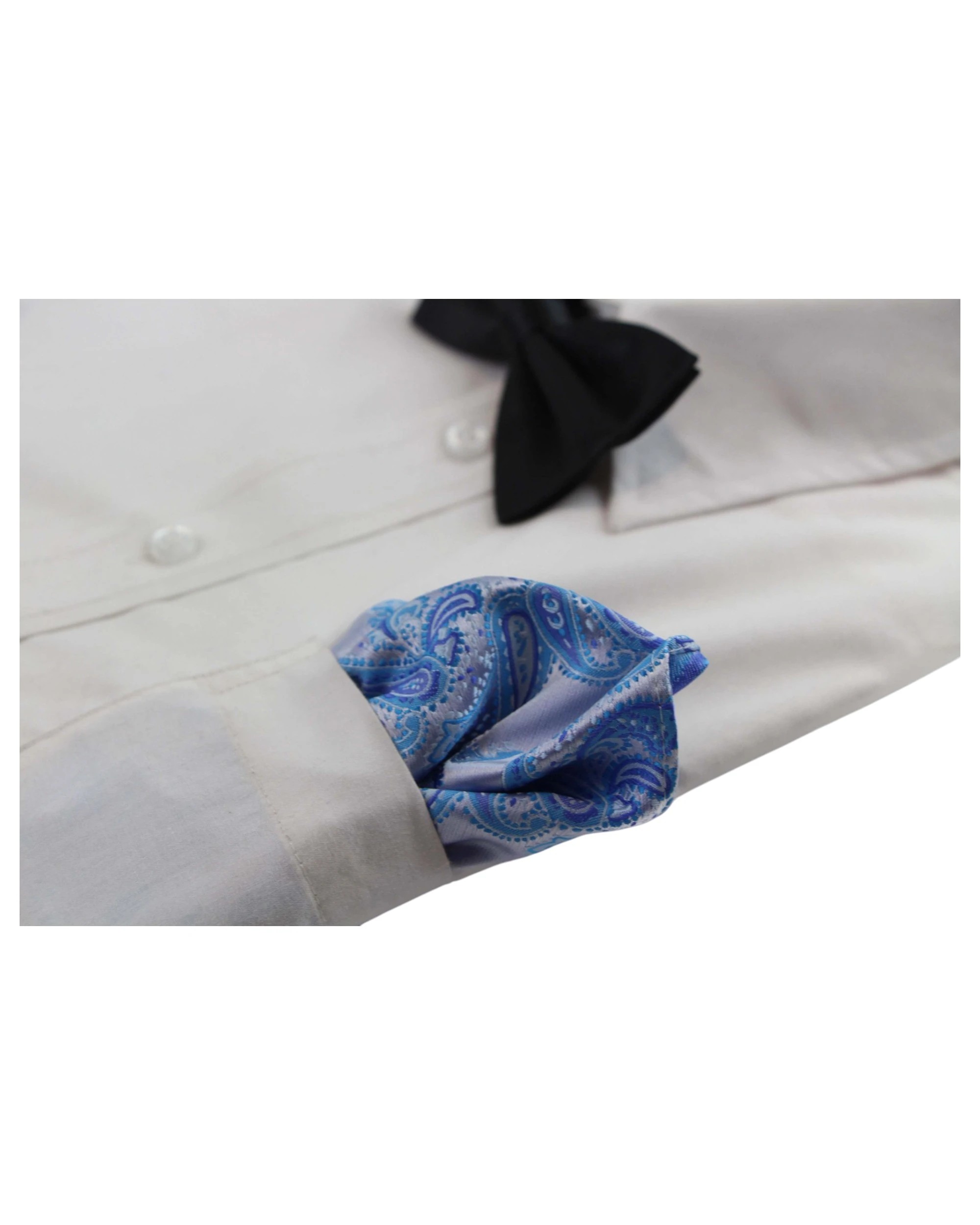 3 Zasel Mens Blue & White Paisley Silk Pocket Square - Multi - Multi, 3 of 4