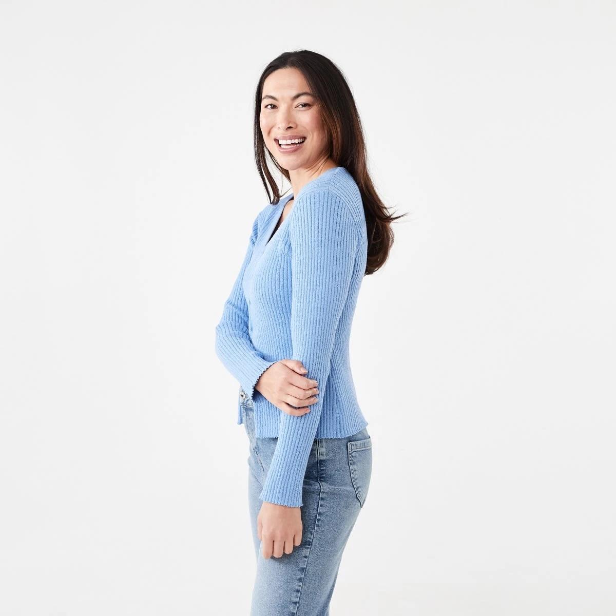 2 Textured V-Neck Top Cornflower, 2 of 6