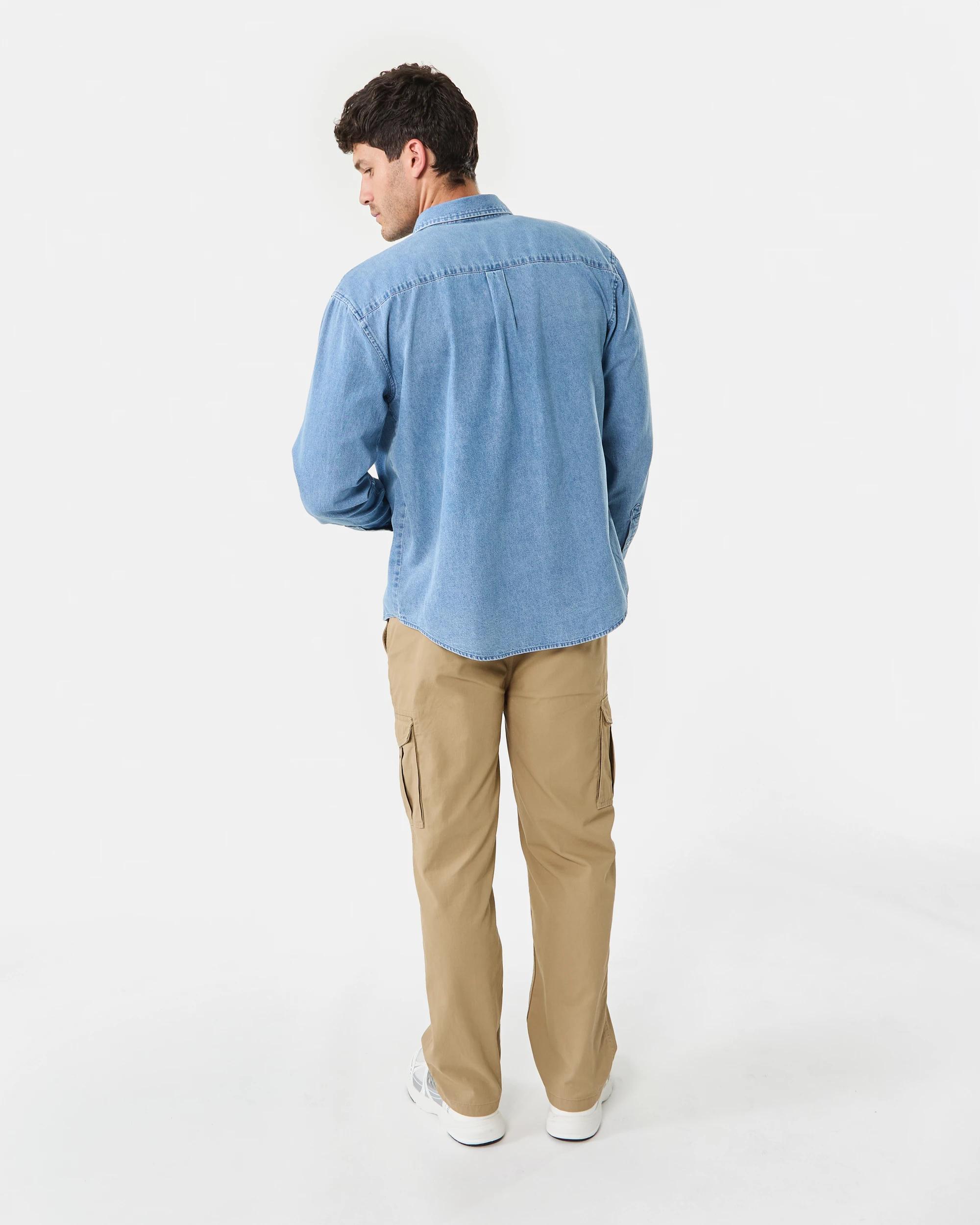 4 Long Sleeve Denim Shirt Mid Wash, 4 of 8