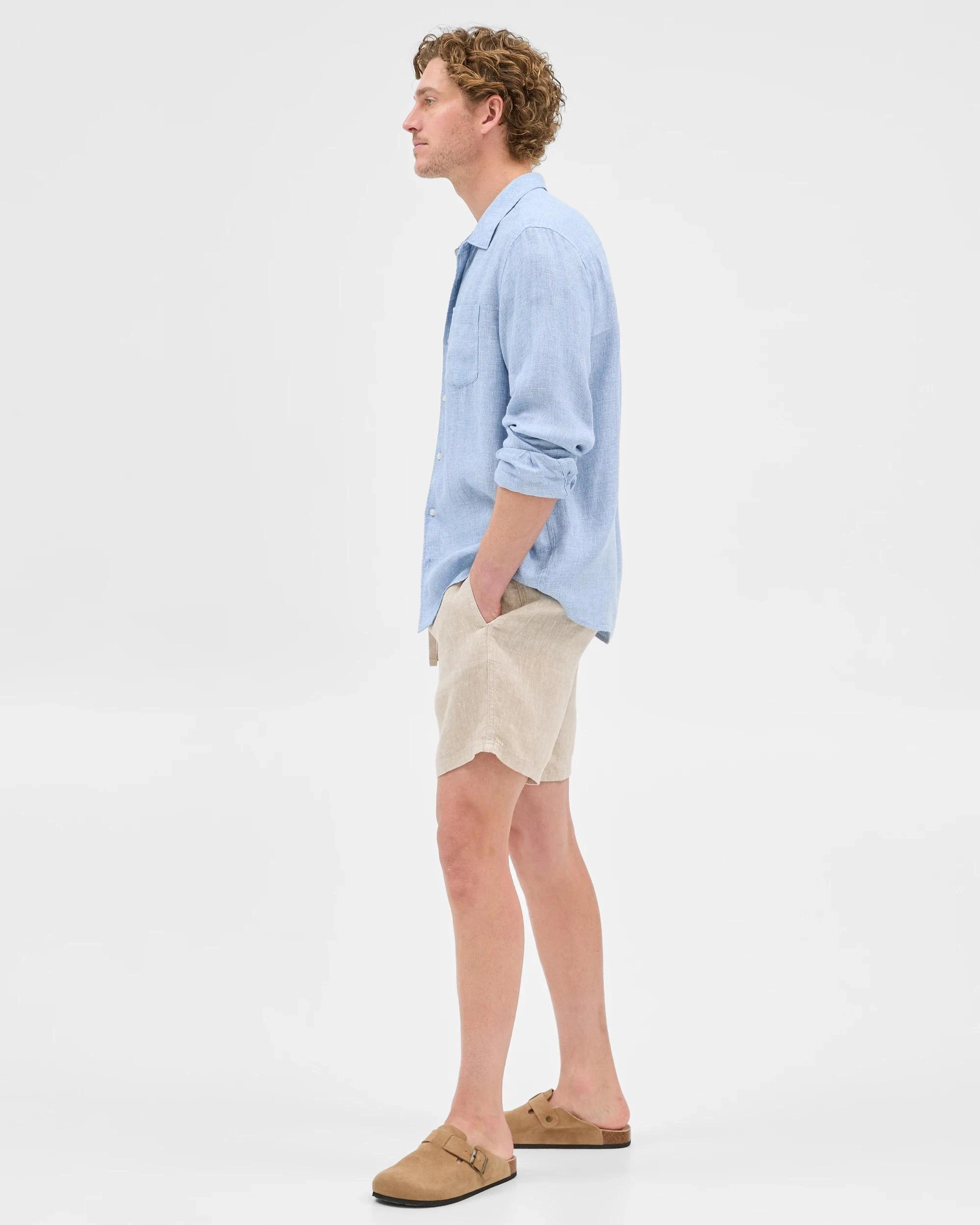 6 Target European Linen Long Sleeve Shirt LIGHT BLUE, 6 of 6