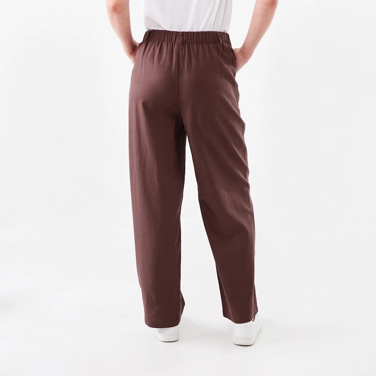 3 Smart Linen Blend Pants Bnt Mroon, 3 of 5