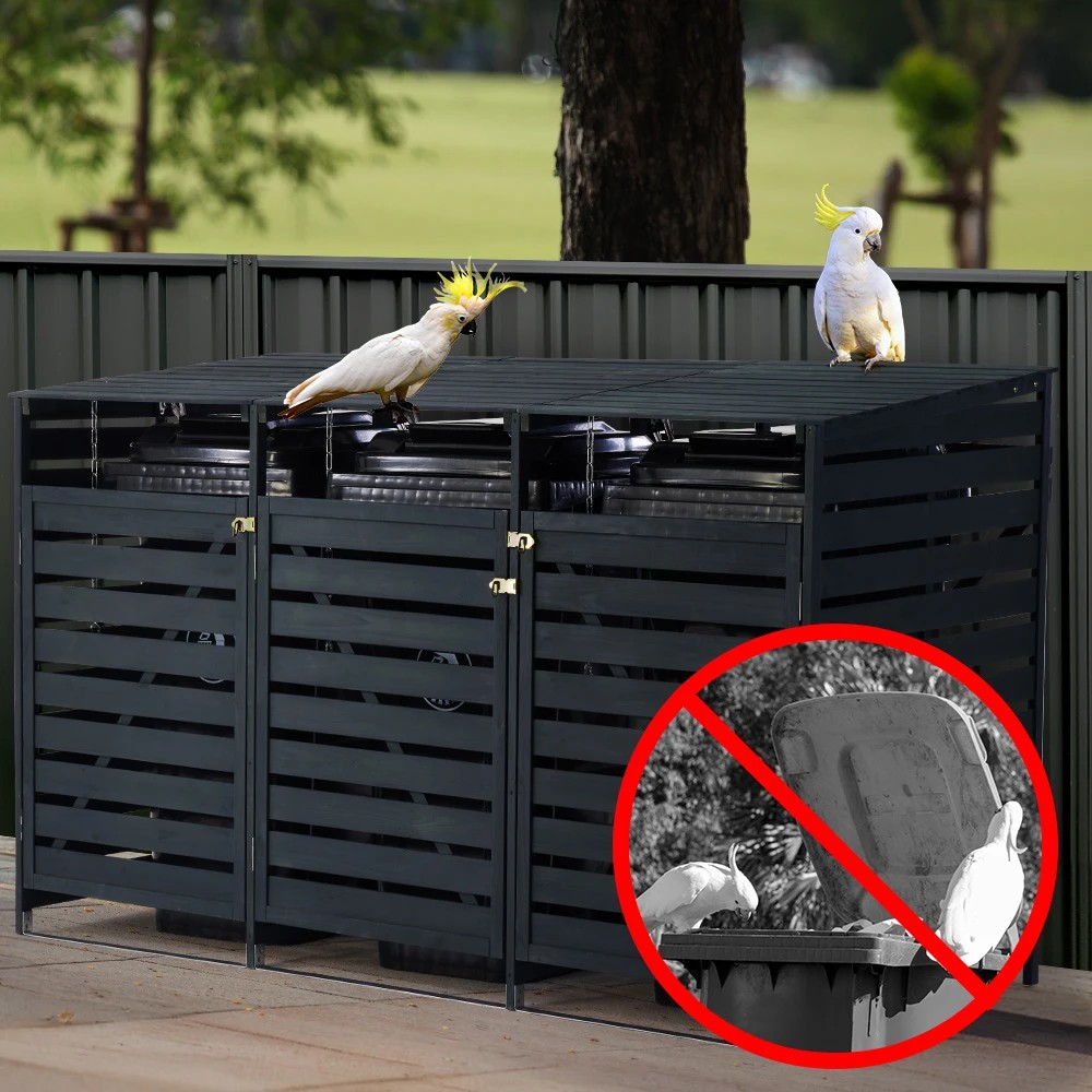 4 PlantCraft Triple Wood Wheelie Bins Storage Shed, 4 of 6