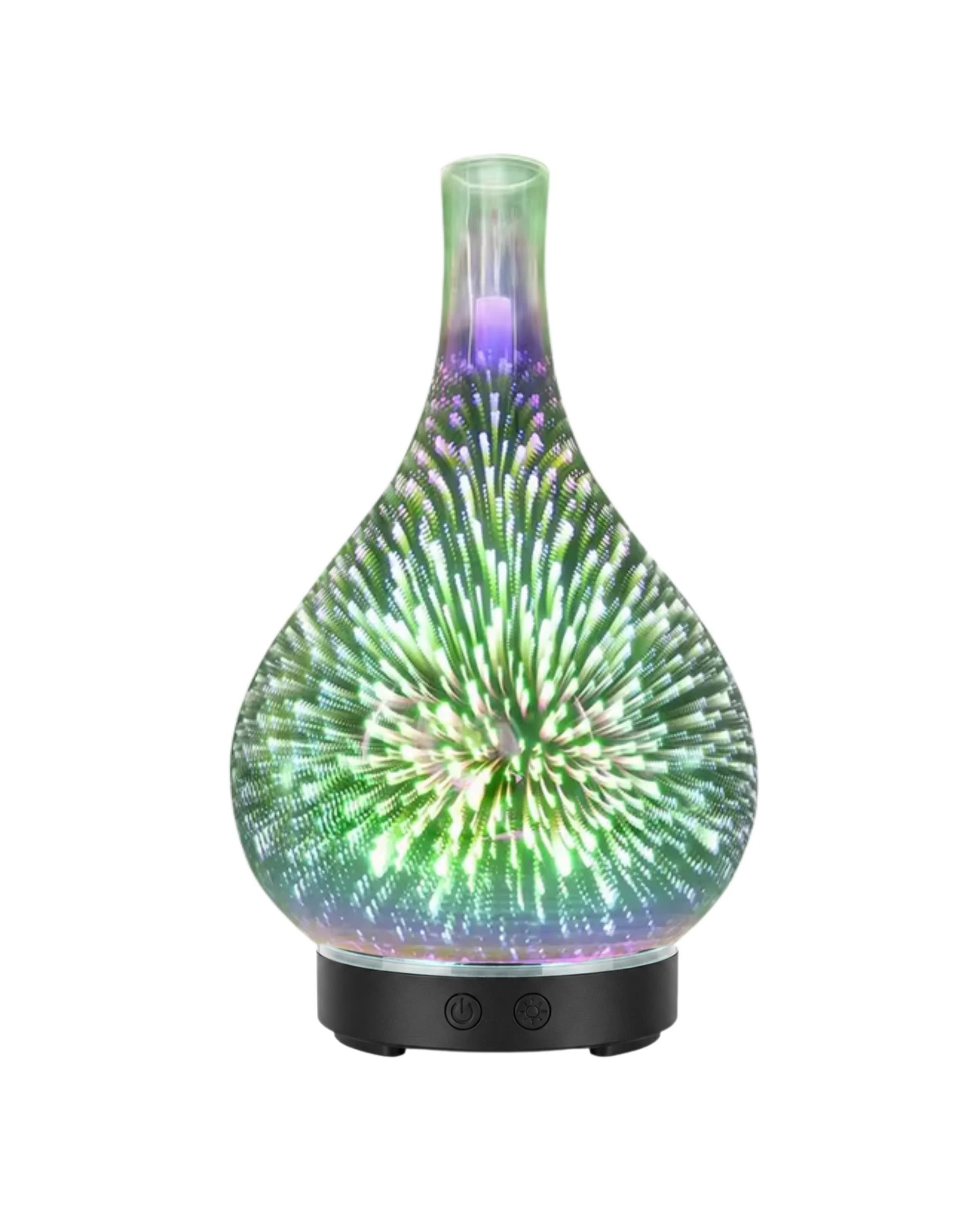 1 Orku Essential Oil Aroma Diffuser - Mirror 3D Fireworks Light USB Remote, 1 of 4