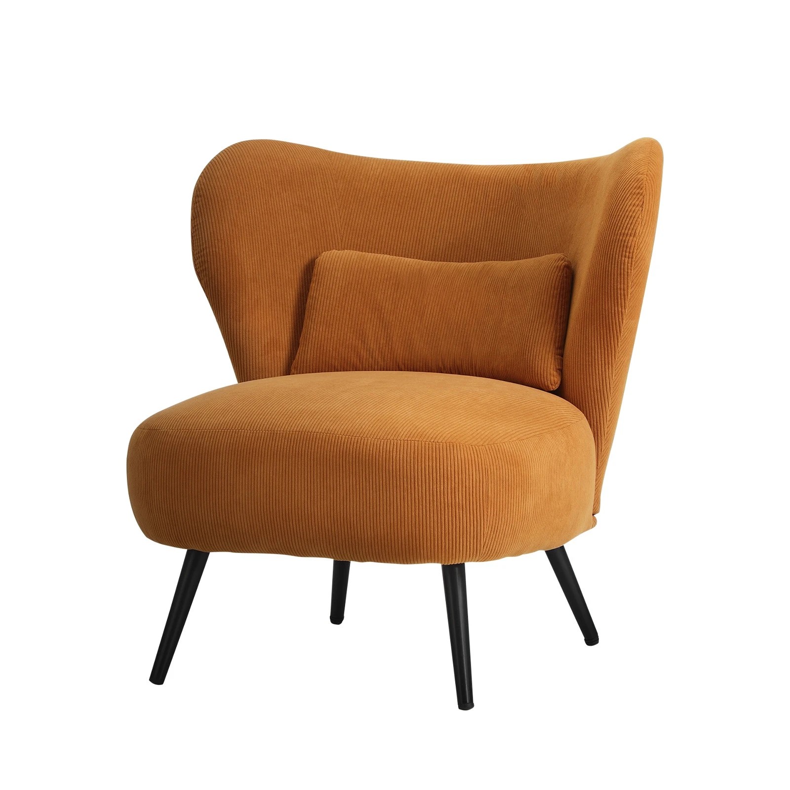 1 Oikiture Armchair Lounge Chair With Lumbar Pillow Wingback Velvet
 - Orange, 1 of 10