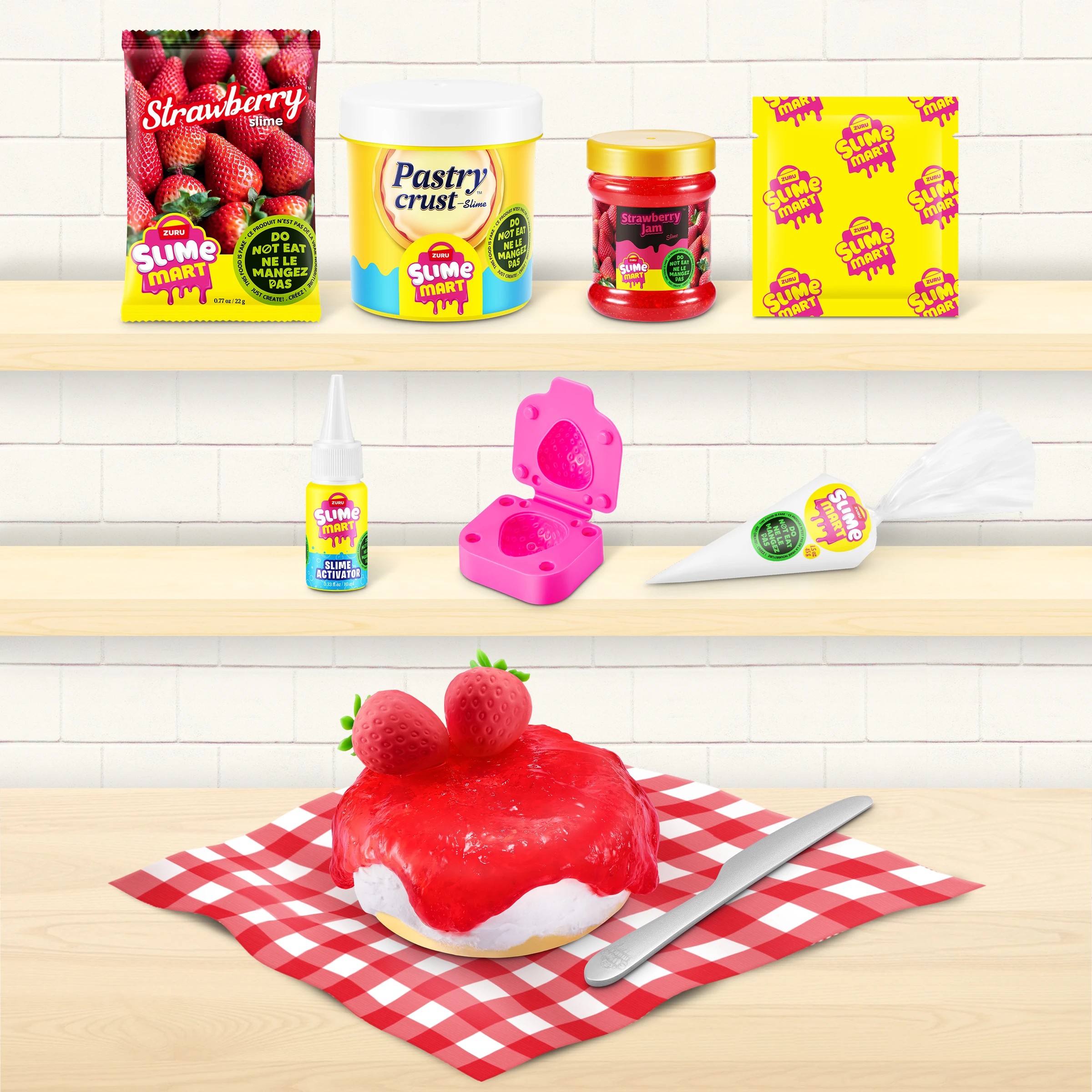 7 12 Piece Zuru Slime Mart Strawberry Cheesecake Playset, 7 of 9