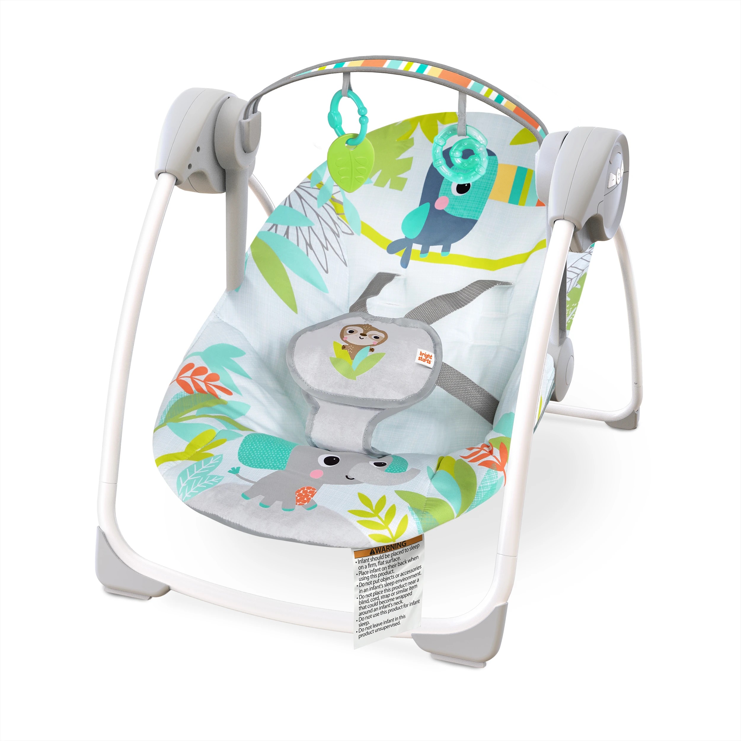 1 Bright Starts Rainforest Vibes Portable Swing - Green, 1 of 10