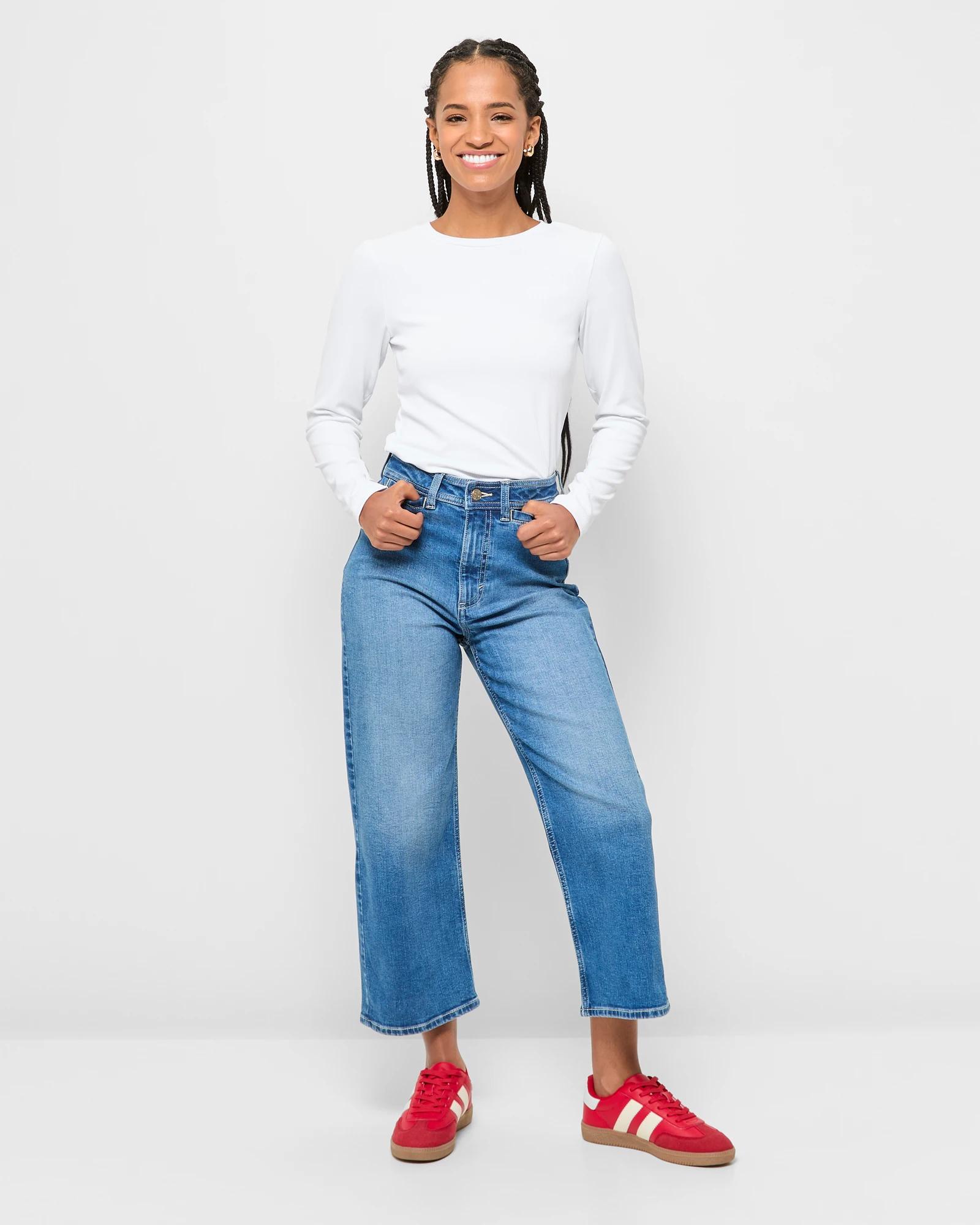 1 Target Petites Crop Length Wide Leg Denim Jeans - Kelsey DAYBREAK BLUE, 1 of 5