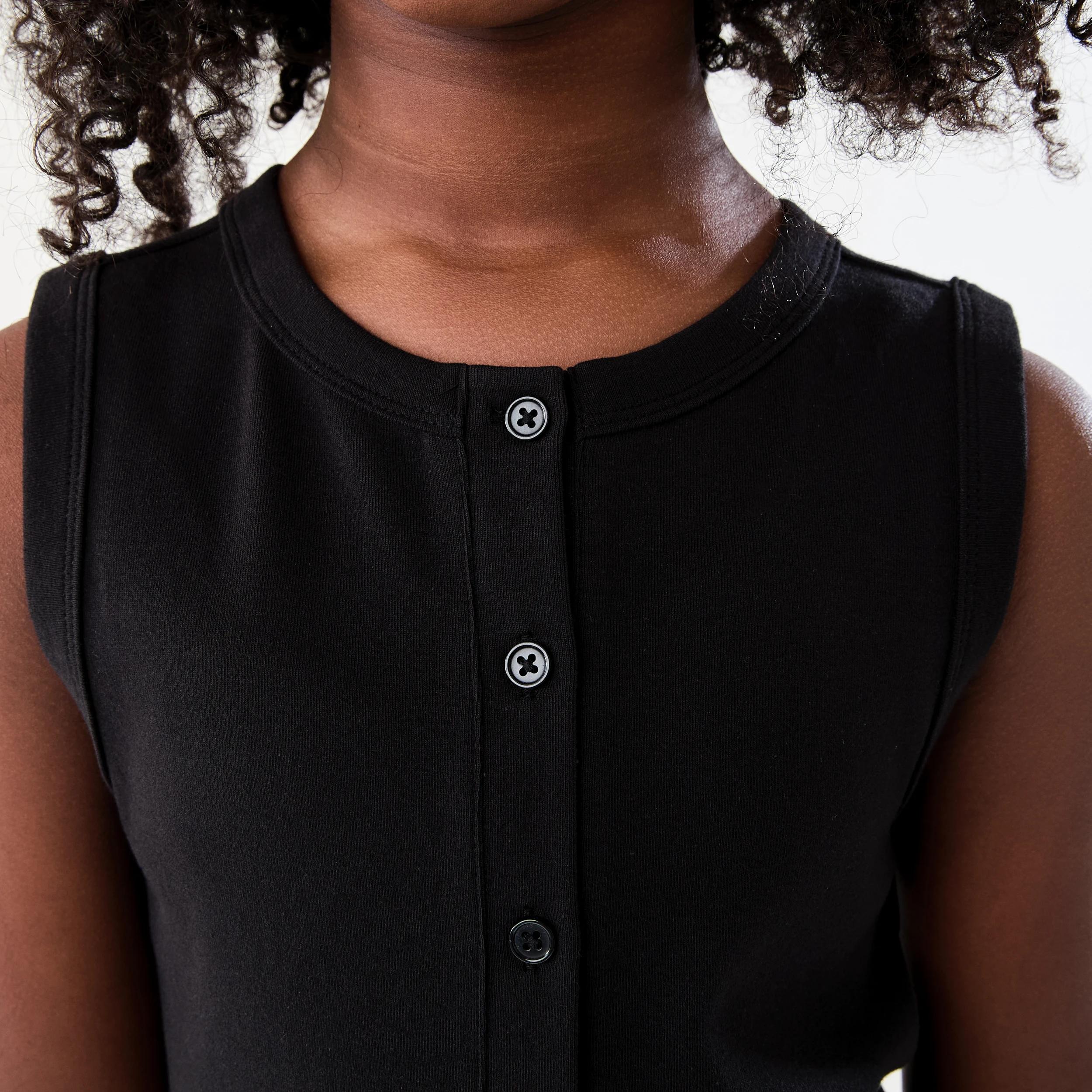 4 Button Through Rib Tank Black, 4 of 7