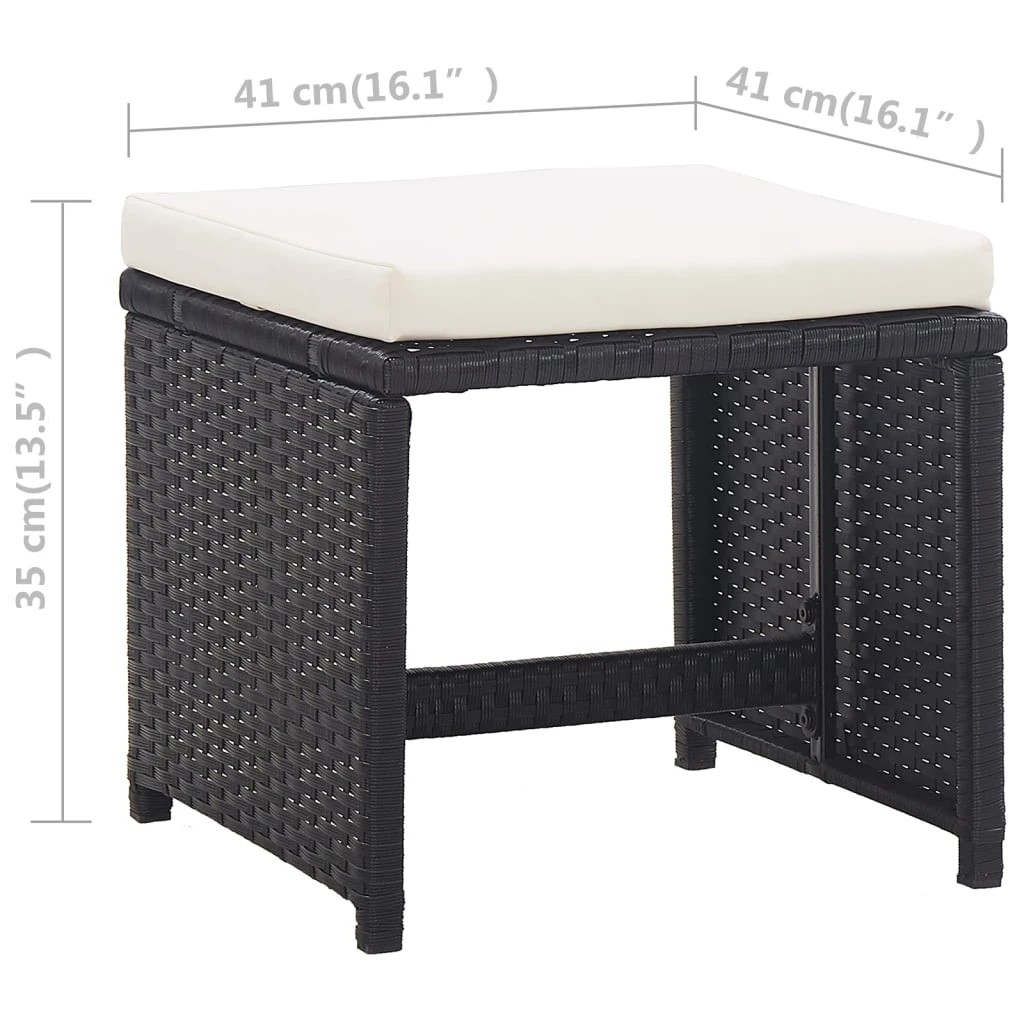 7 vidaXL 11 Piece Outdoor Dining Set With Cushions Poly Rattan - Black, 7 of 8