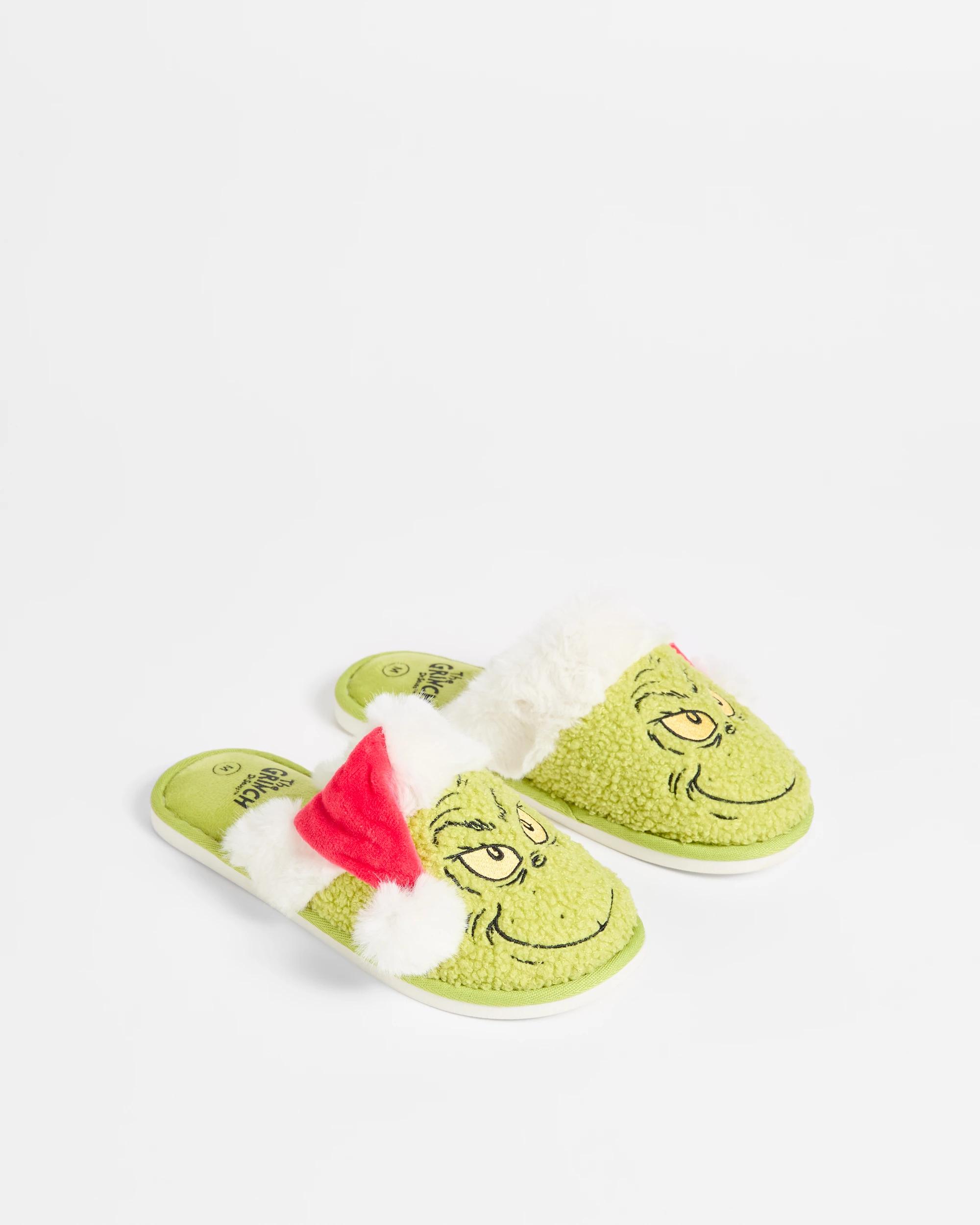 1 The Grinch Mens Christmas Grinch Slipper Scuff GREEN, 1 of 3
