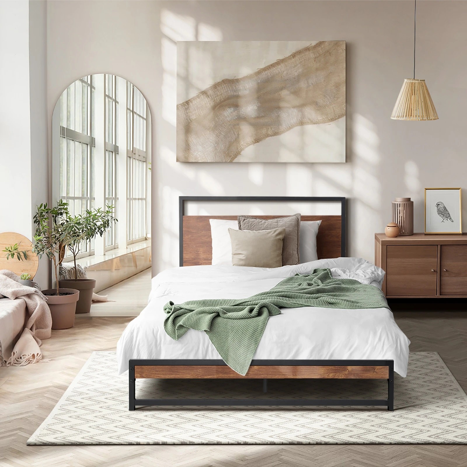 3 Oikiture Metal Bed Frame Single Size Beds Base Platform
 - Black, 3 of 9