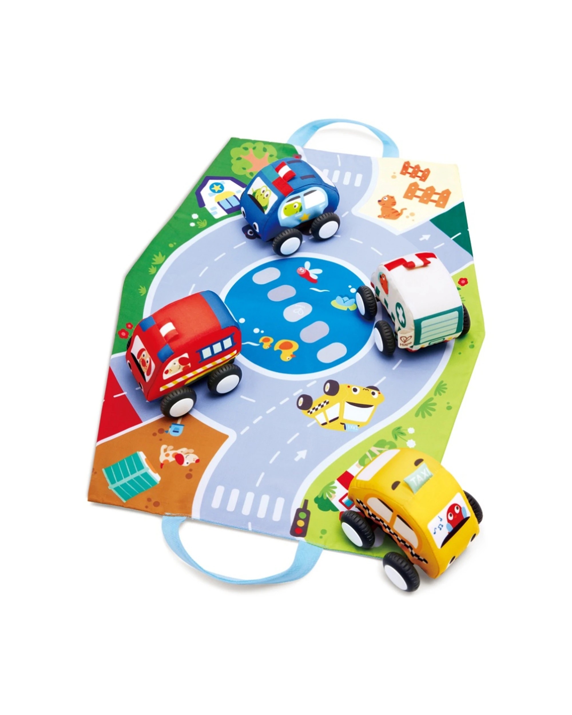 1 Hape Pull-Back Plush Car Set Soft Kids Toy 38x25x9.5cm - Multi, 1 of 4