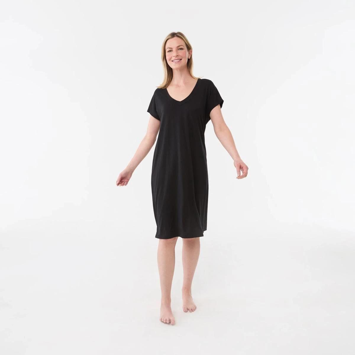1 Short Sleeve Comfort Nightie BLACK, 1 of 5