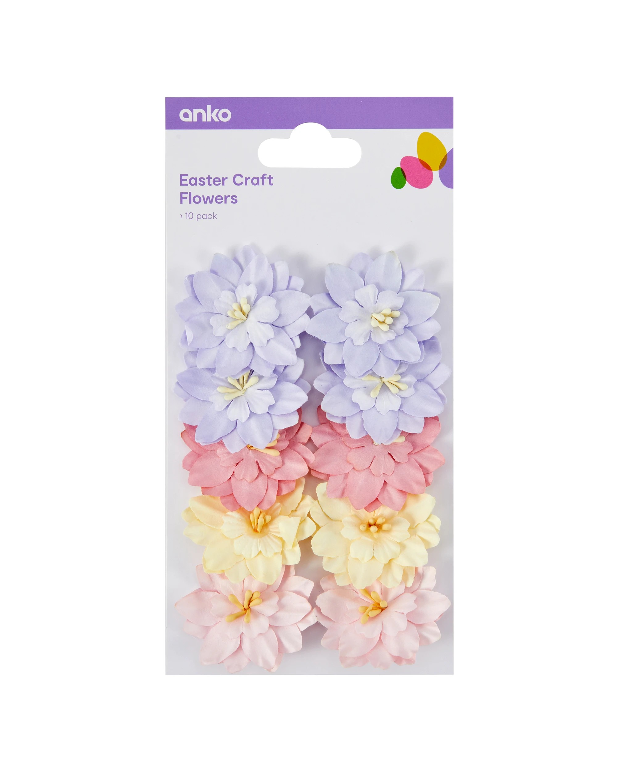 1 10 Pack Easter Craft Flowers, 1 of 2