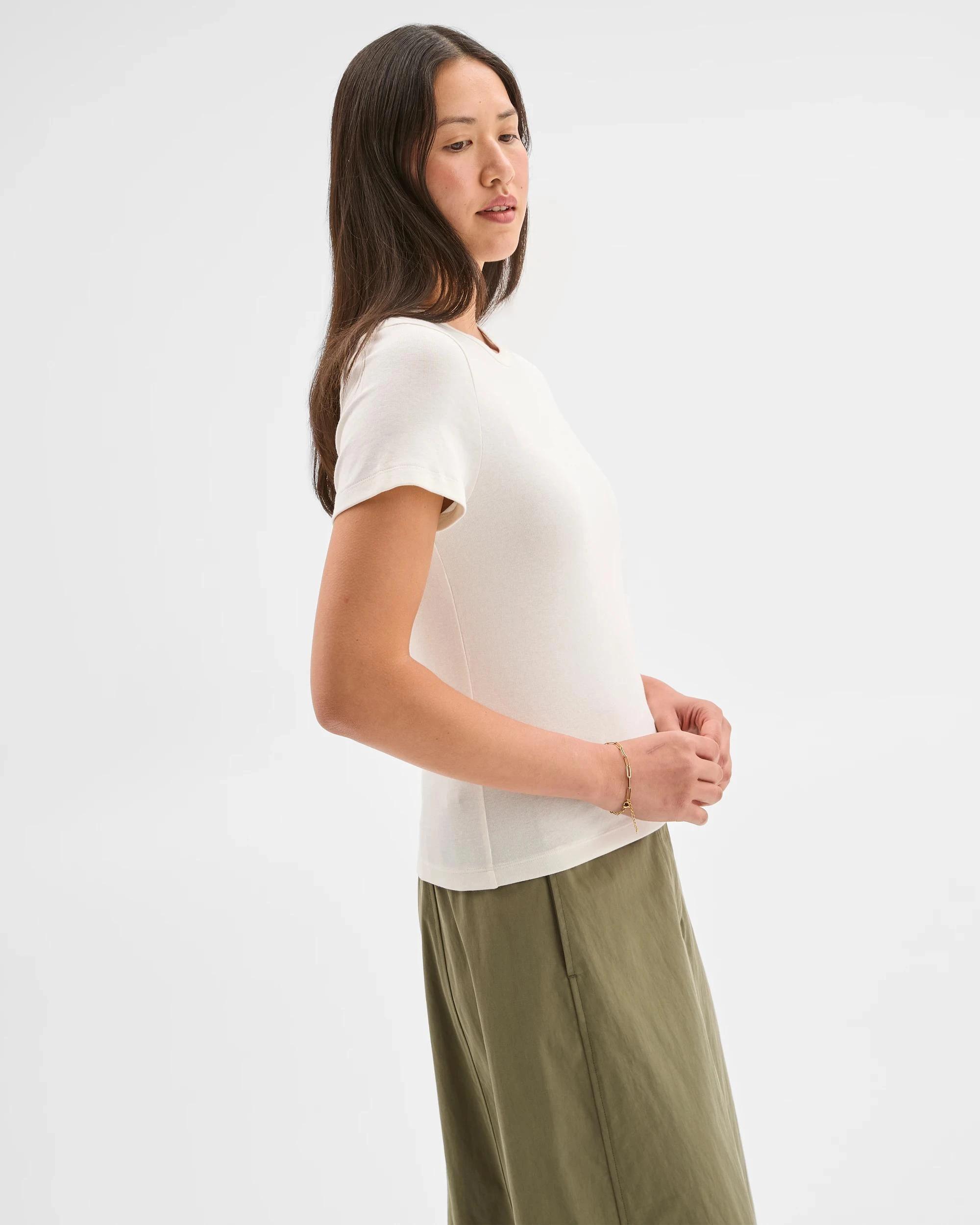 4 Target Woman Short Sleeve Picot Trim T-Shirt CLOUD DANCER, 4 of 5