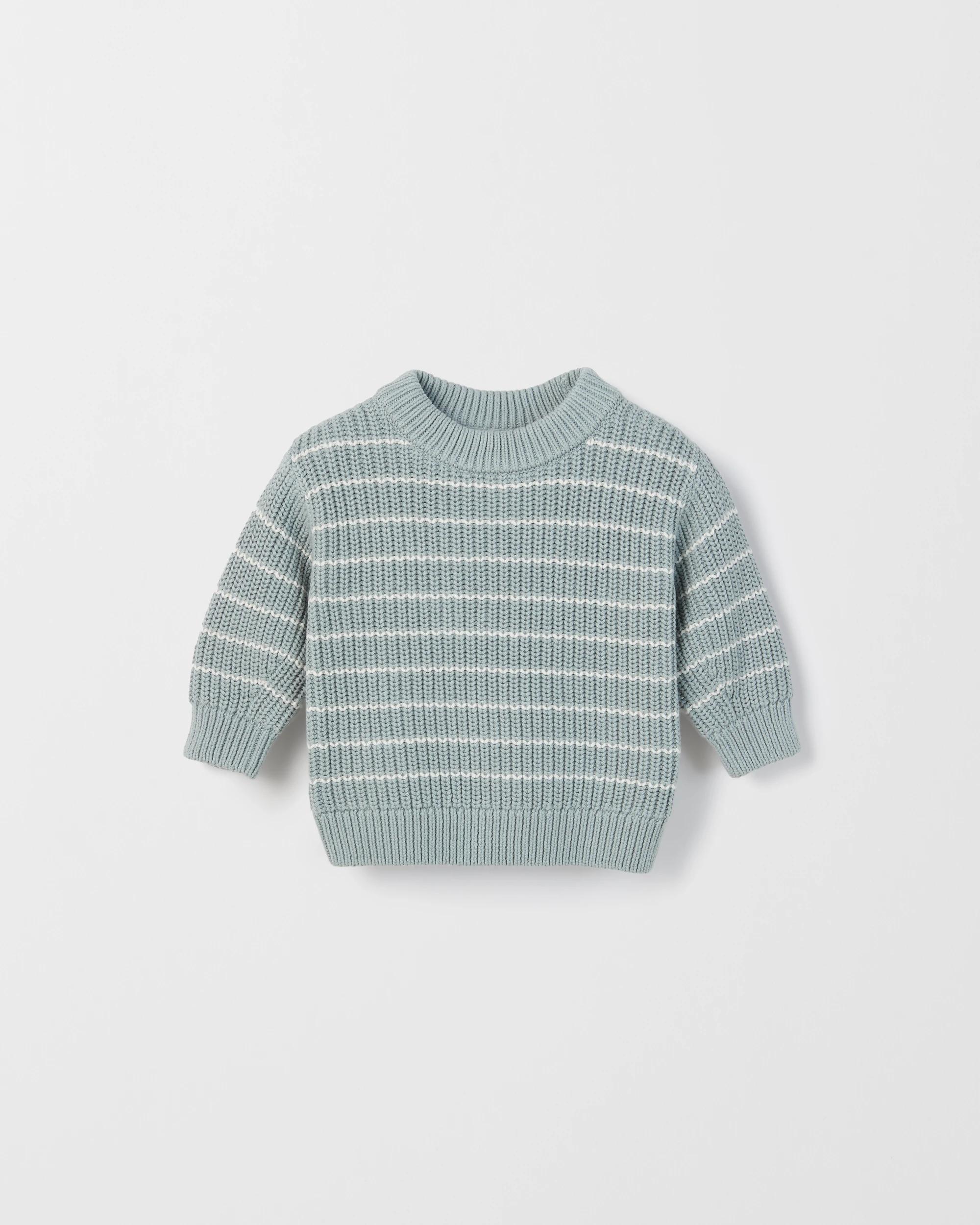 3 Target Baby Baby Organic Cotton Chunky Rib Knit Jumper STRIPE TEAL, 3 of 4