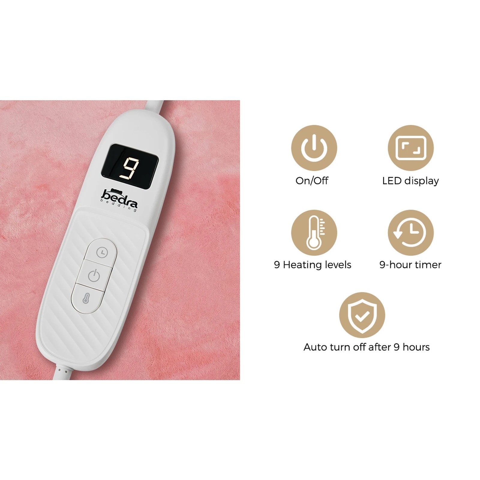 4 Bedra Bedding Electric Throw Rug Dual Side Heated Blanket Flannel&Sherpa - Single Bed - Pink, 4 of 8