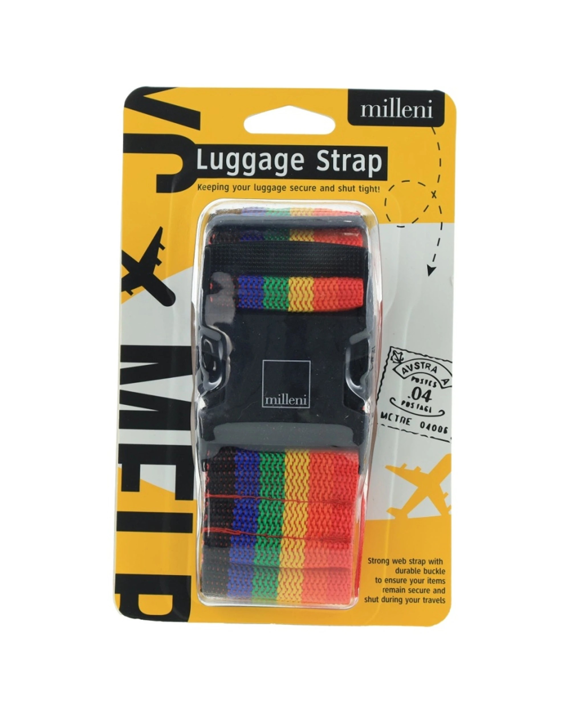 1 Milleni Travel Secure Luggage Suitcase Strap Adjustable 203.2cm - Multi, 1 of 3