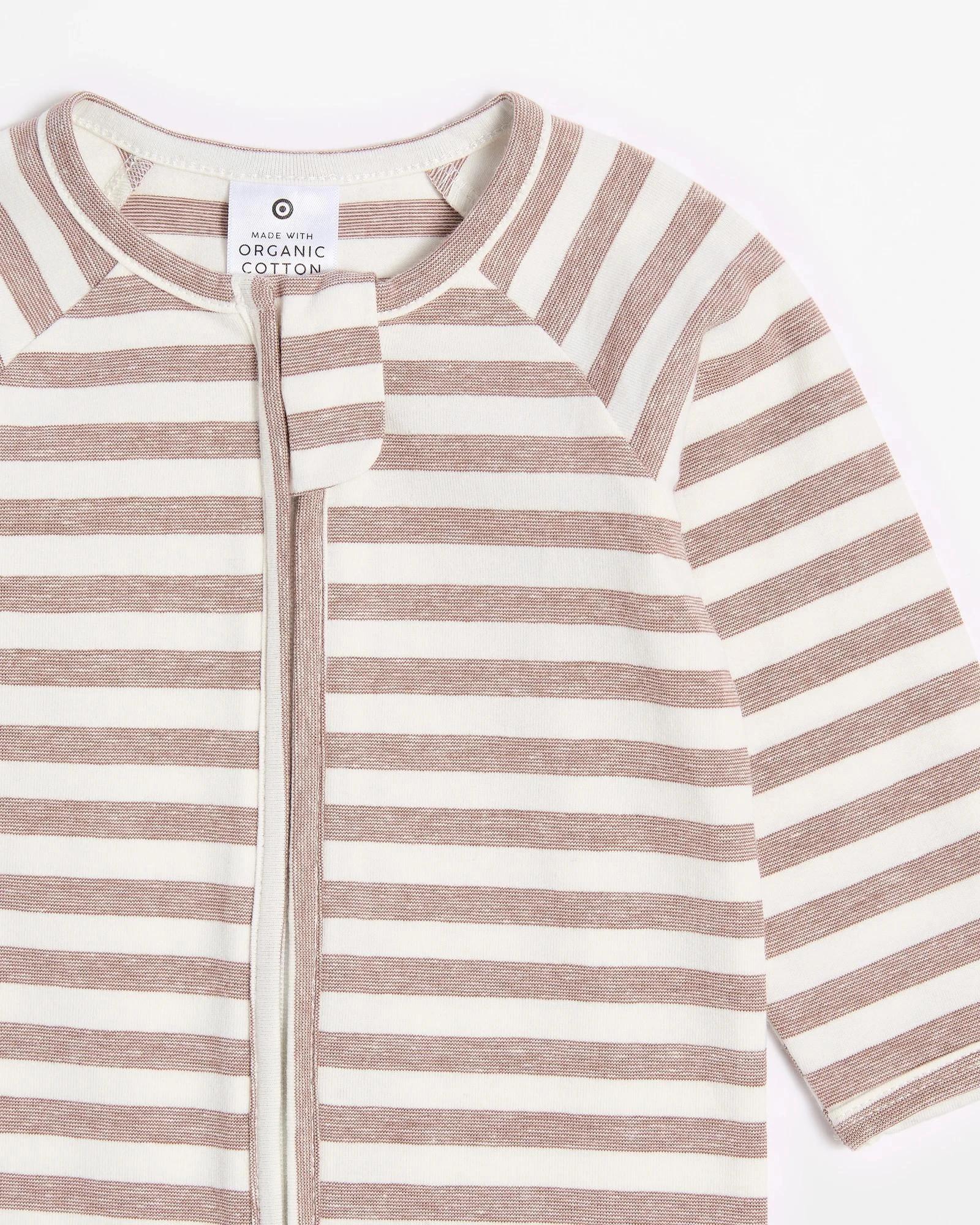 2 Target Baby Organic Cotton Print Zip Coverall BROWN STRIPE, 2 of 3